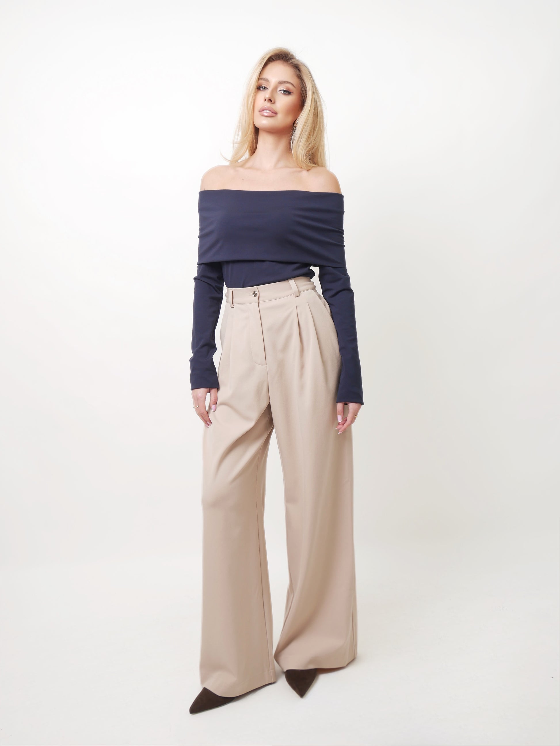 Kalhoty "Wide" pale beige