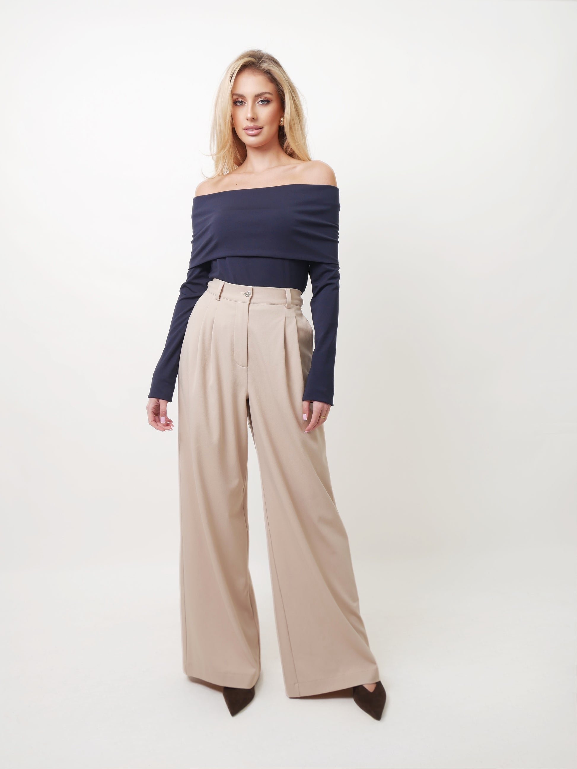 Kalhoty "Wide" pale beige