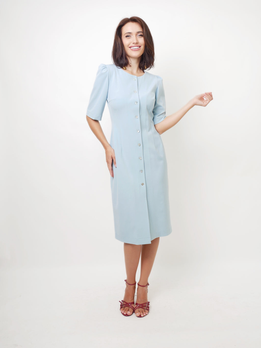 Midi šaty s knoflíky blue