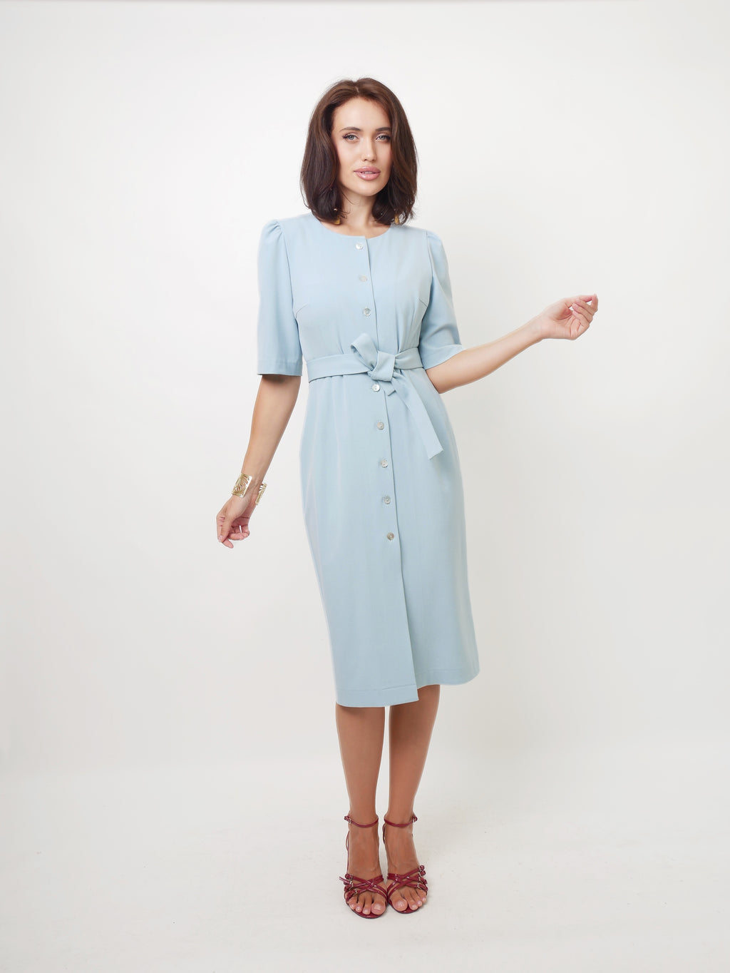 Midi šaty s knoflíky blue