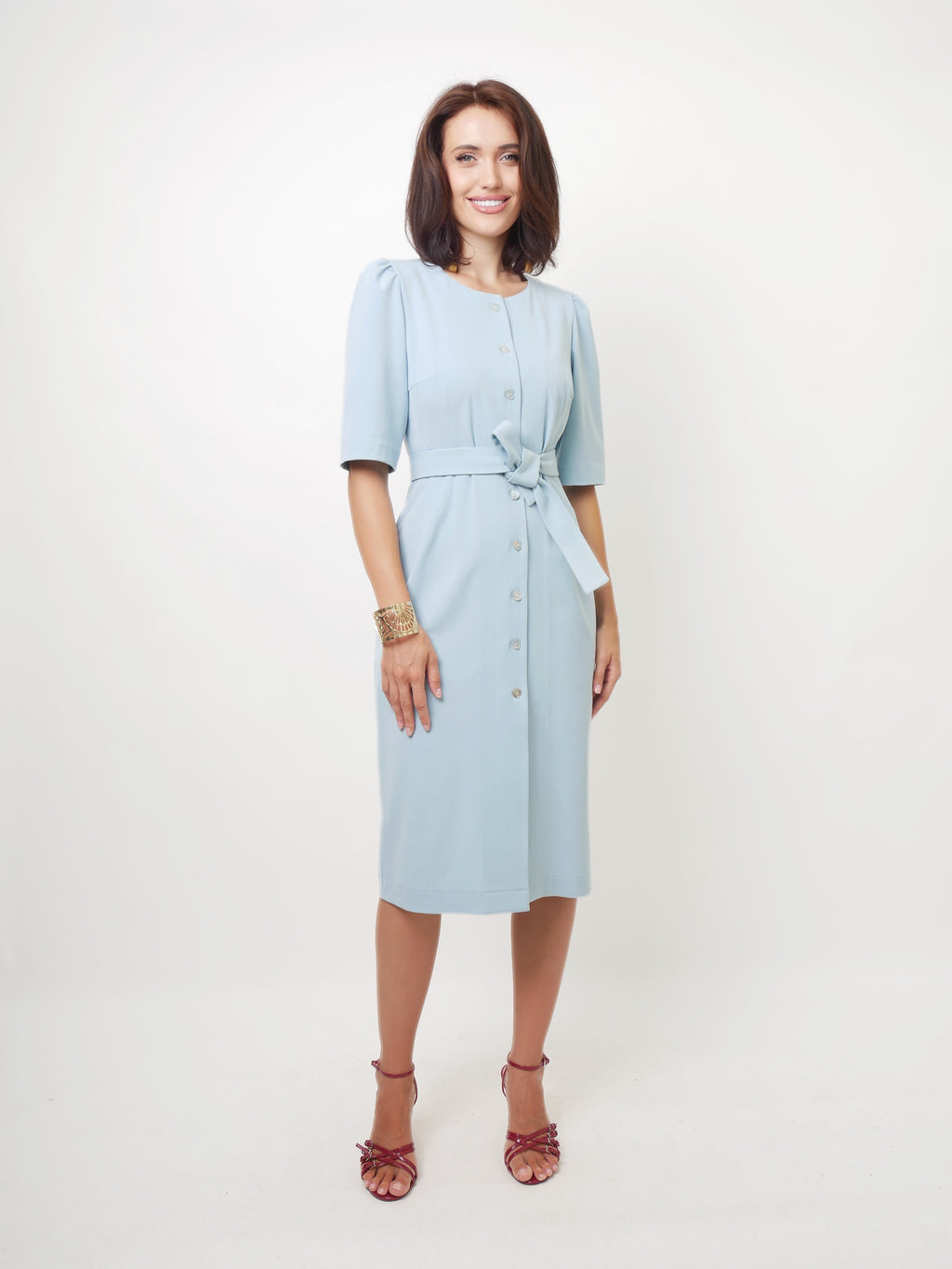 Midi šaty s knoflíky blue