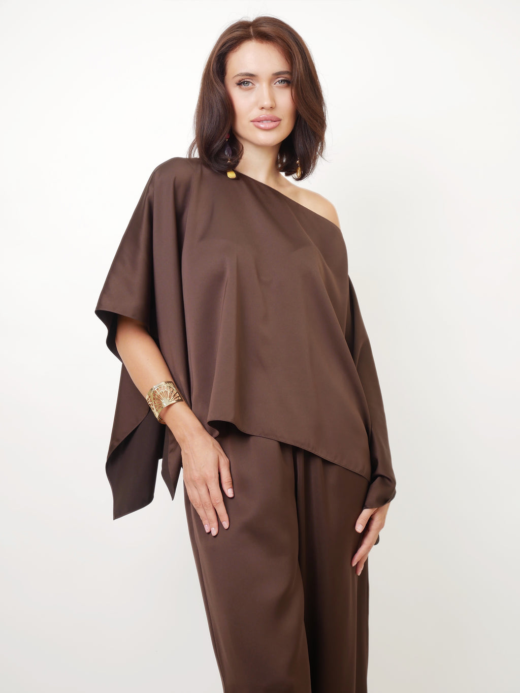Kalhoty "Silky straight" dark chocolate