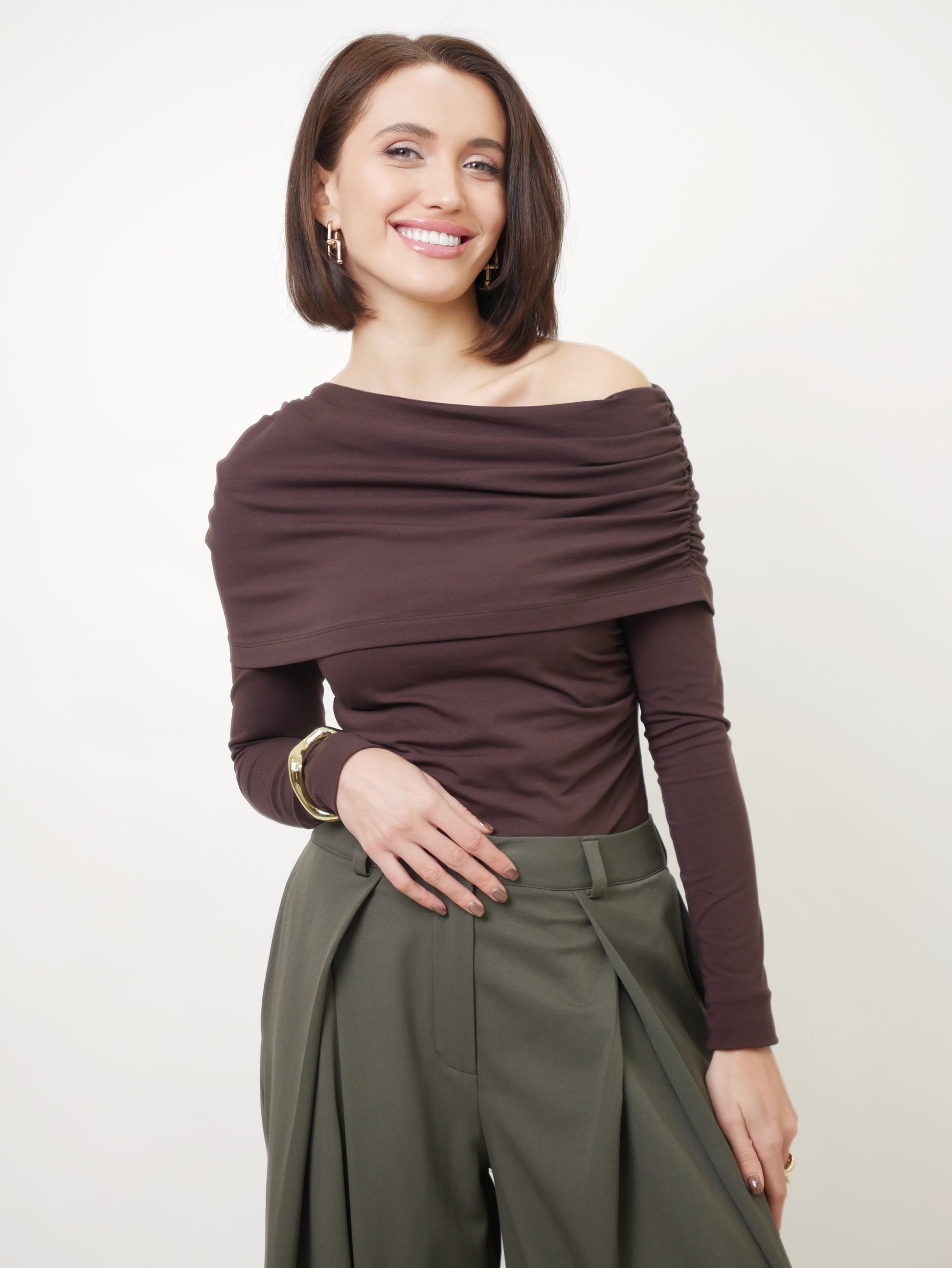 Kalhoty "Pleats" khaki