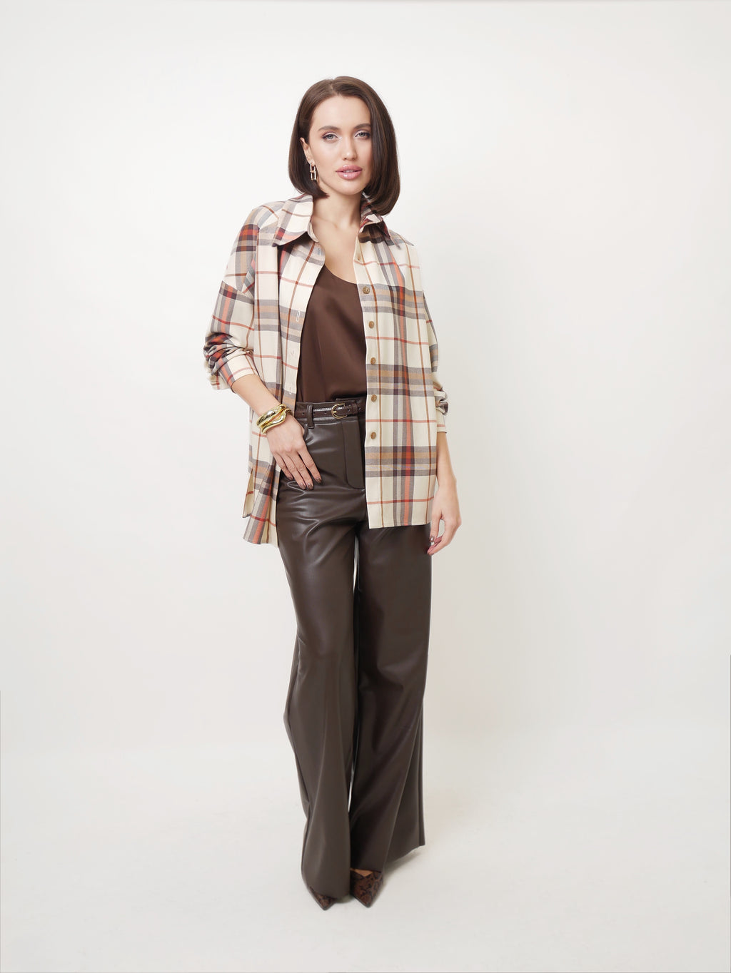 Kalhoty "Eco leather" dark chocolate