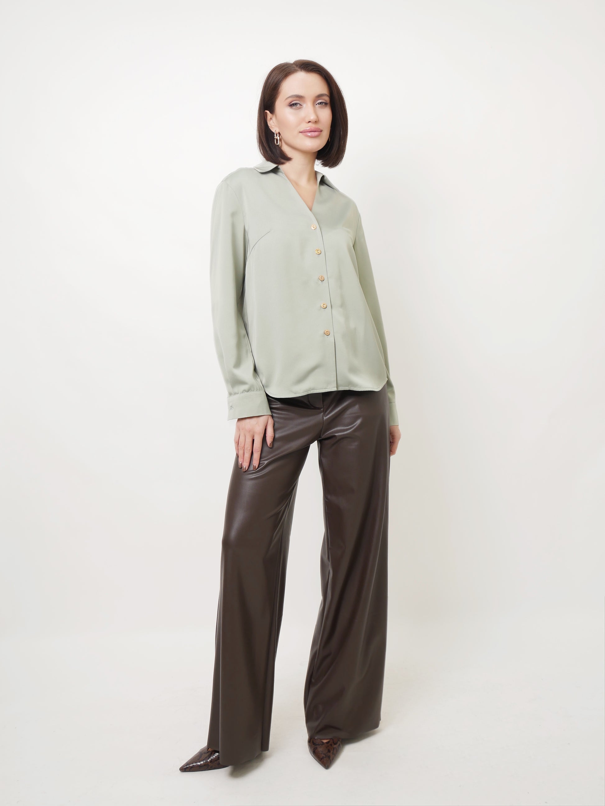 Kalhoty "Eco leather" dark chocolate