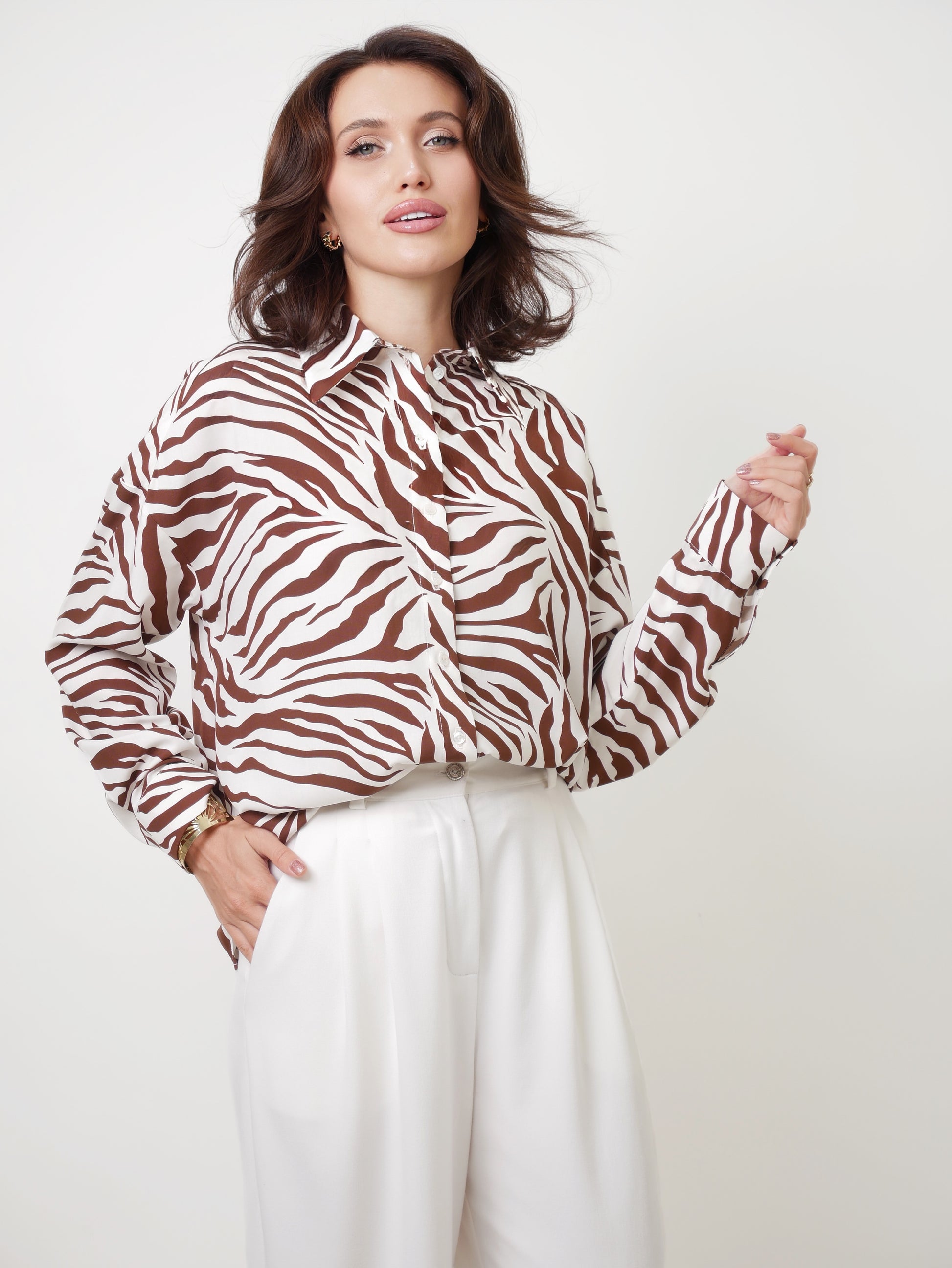 Košile oversized "Brown geo"