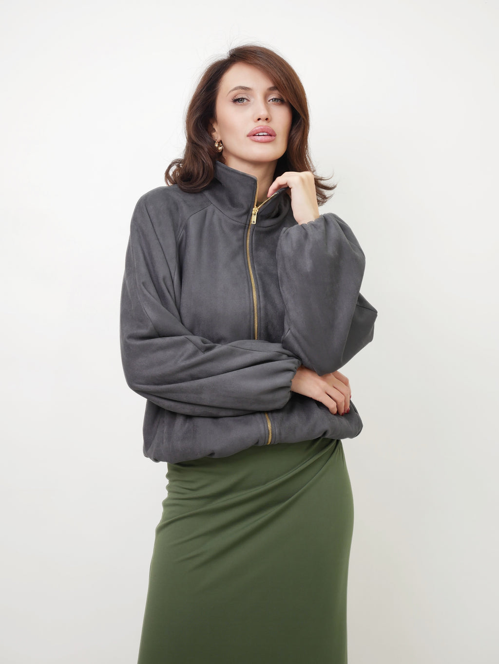 Bunda "Oversized eco suede" grey