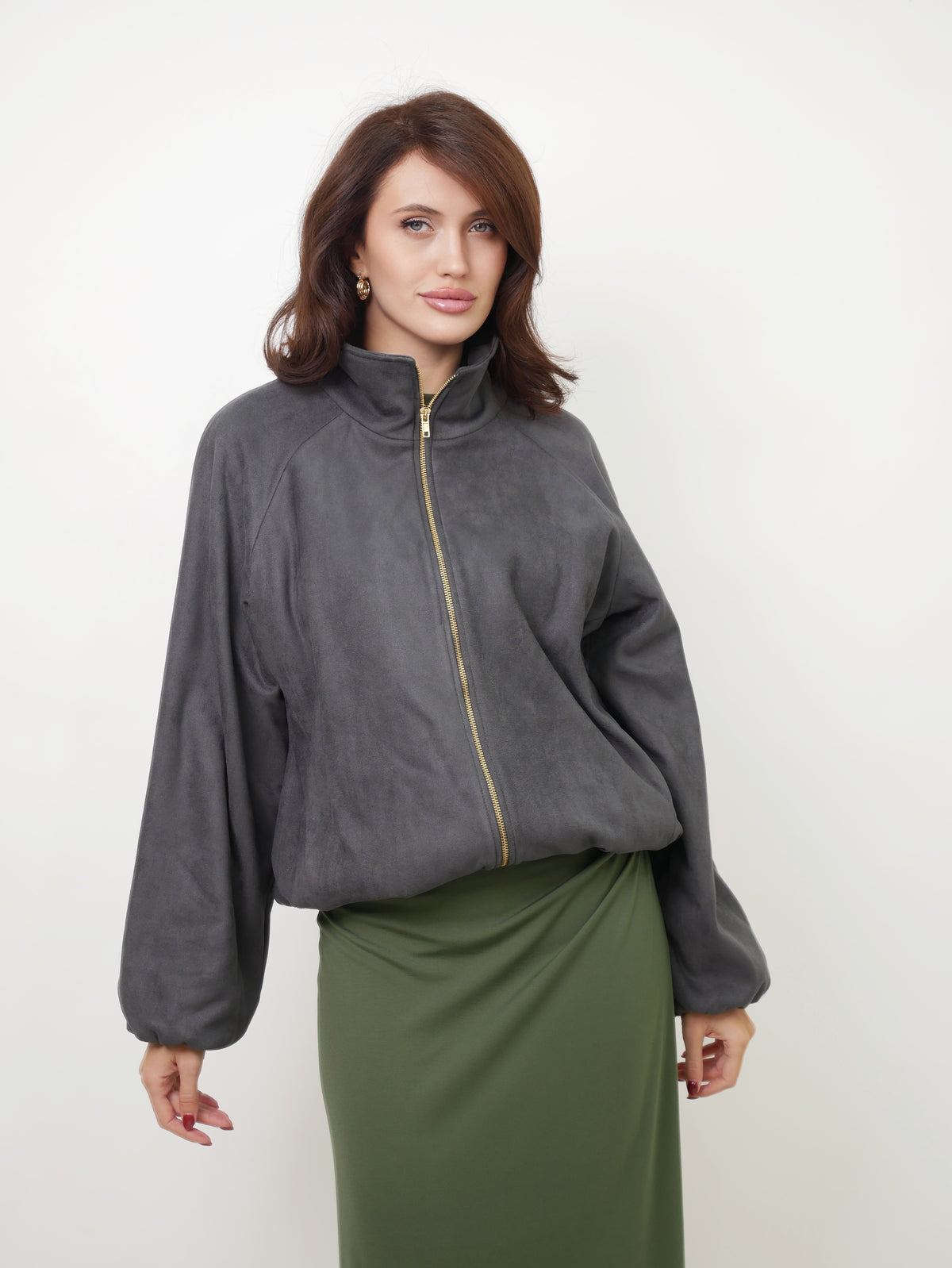 Bunda "Oversized eco suede" grey