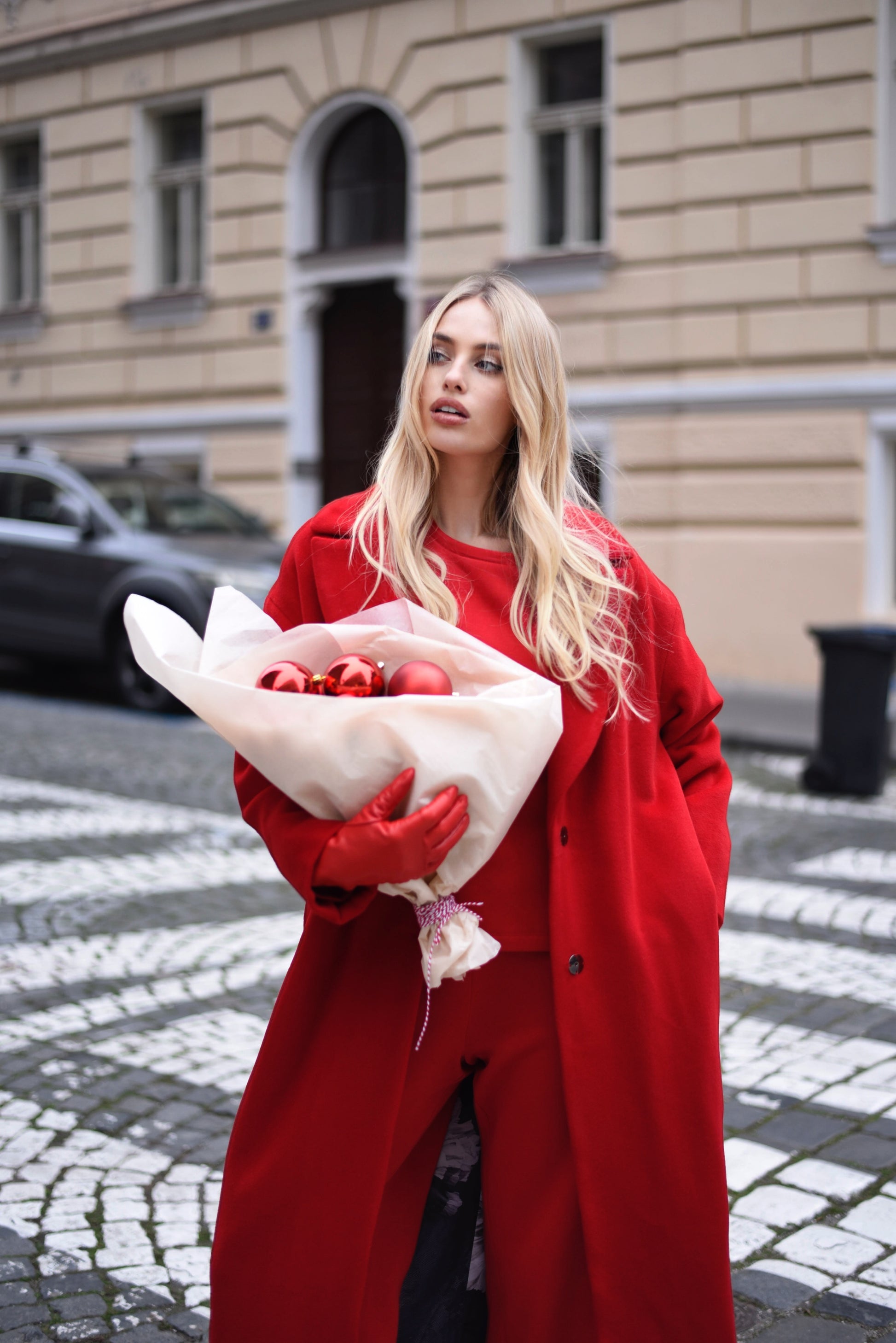 Kabát "Oversized" dark red