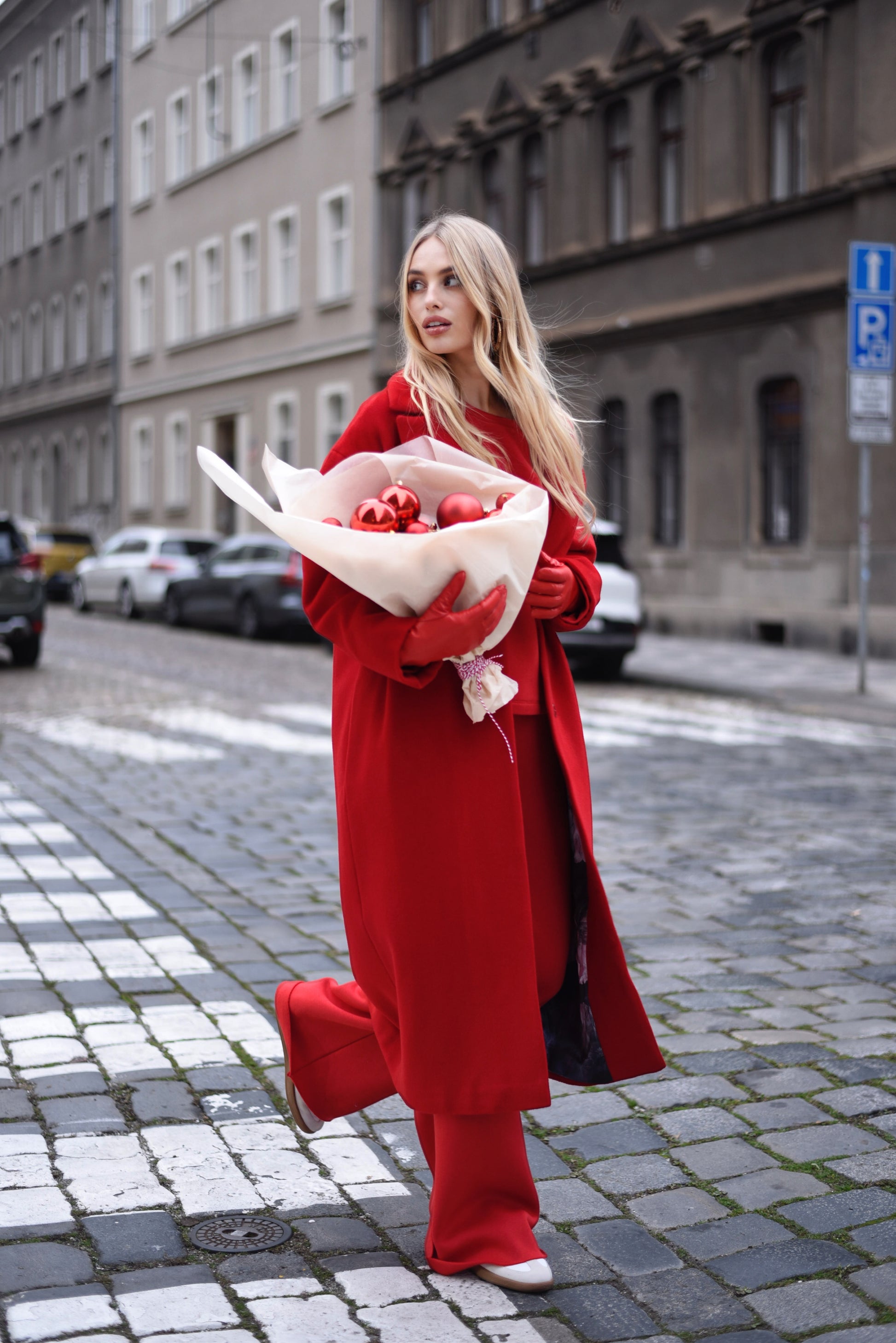 Kabát "Oversized" dark red