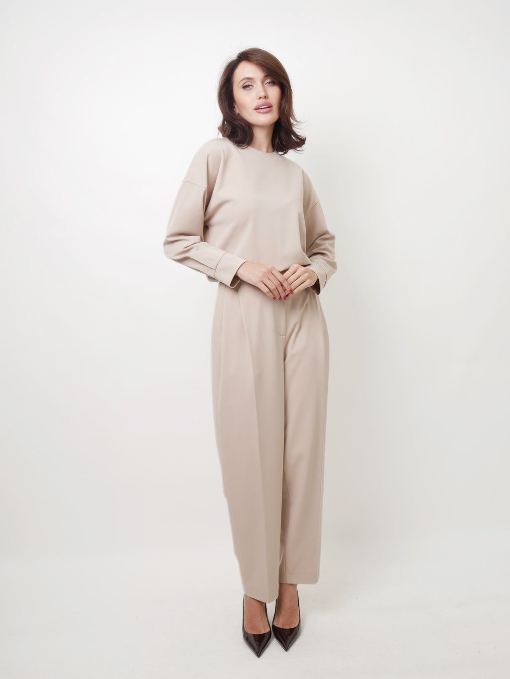 Cigaretové kalhoty pale beige