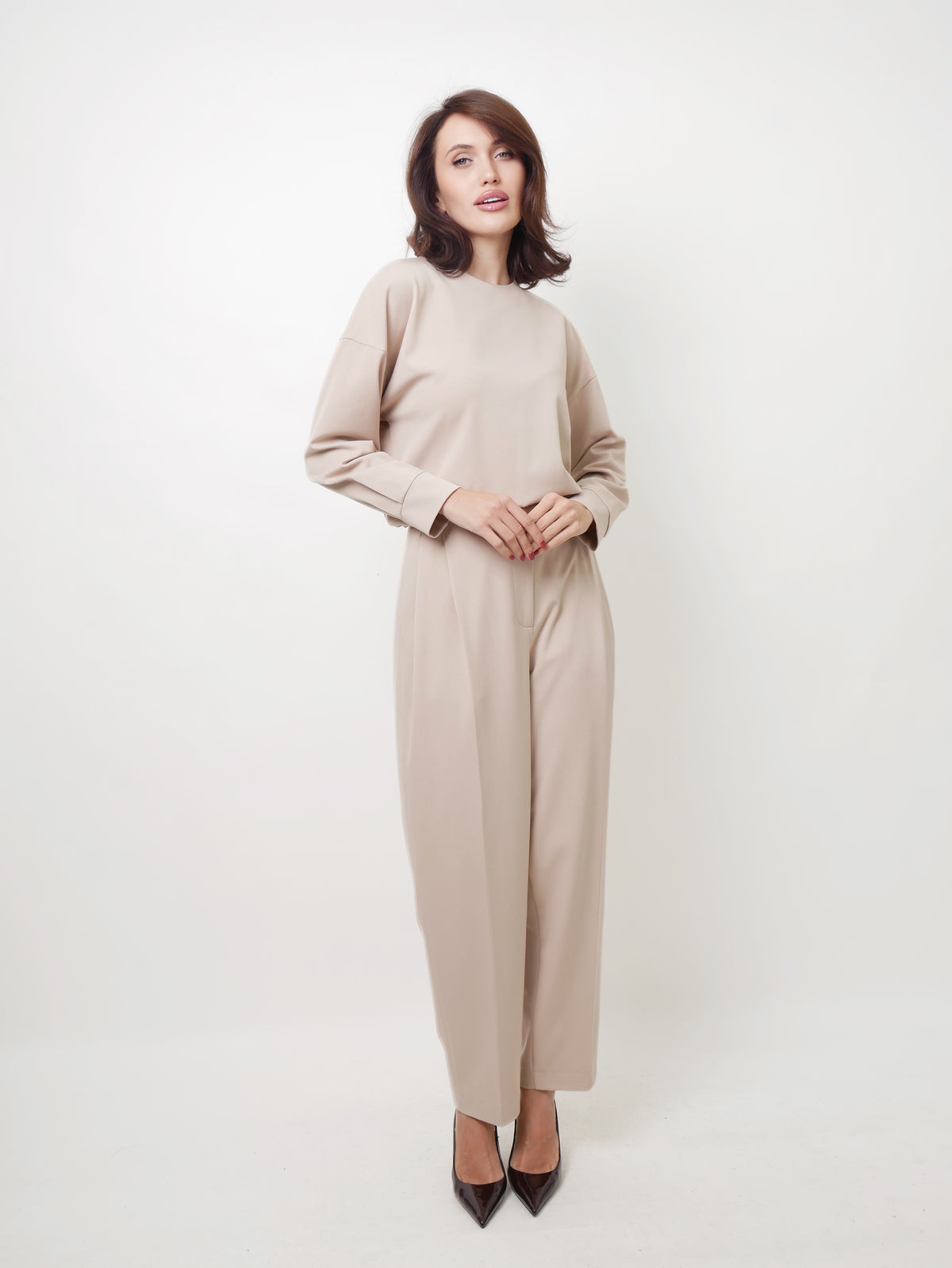 Cigaretové kalhoty pale beige