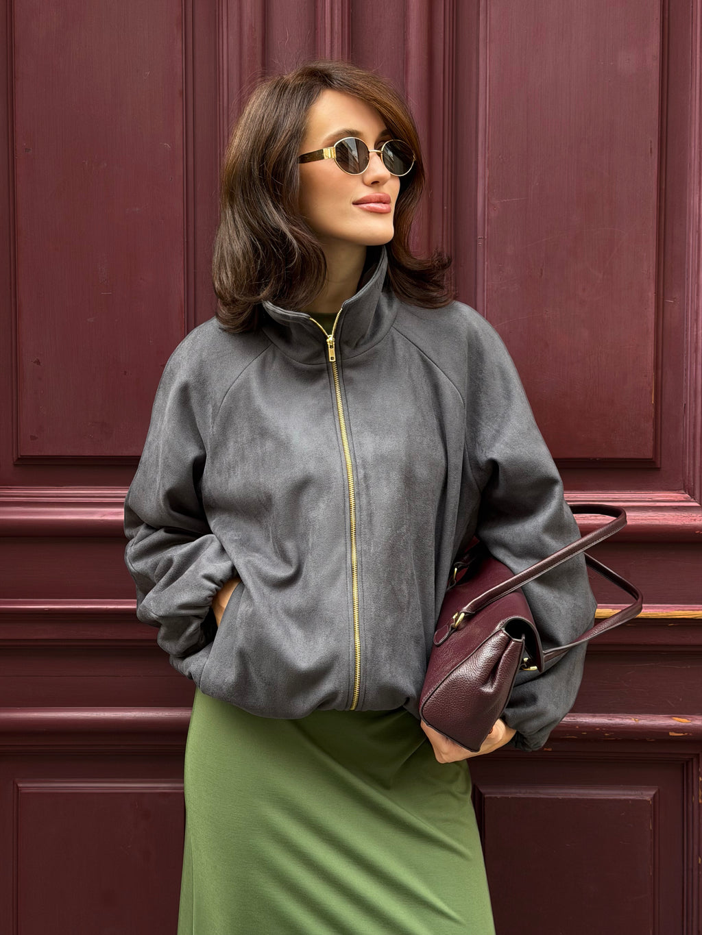 Bunda "Oversized eco suede" grey