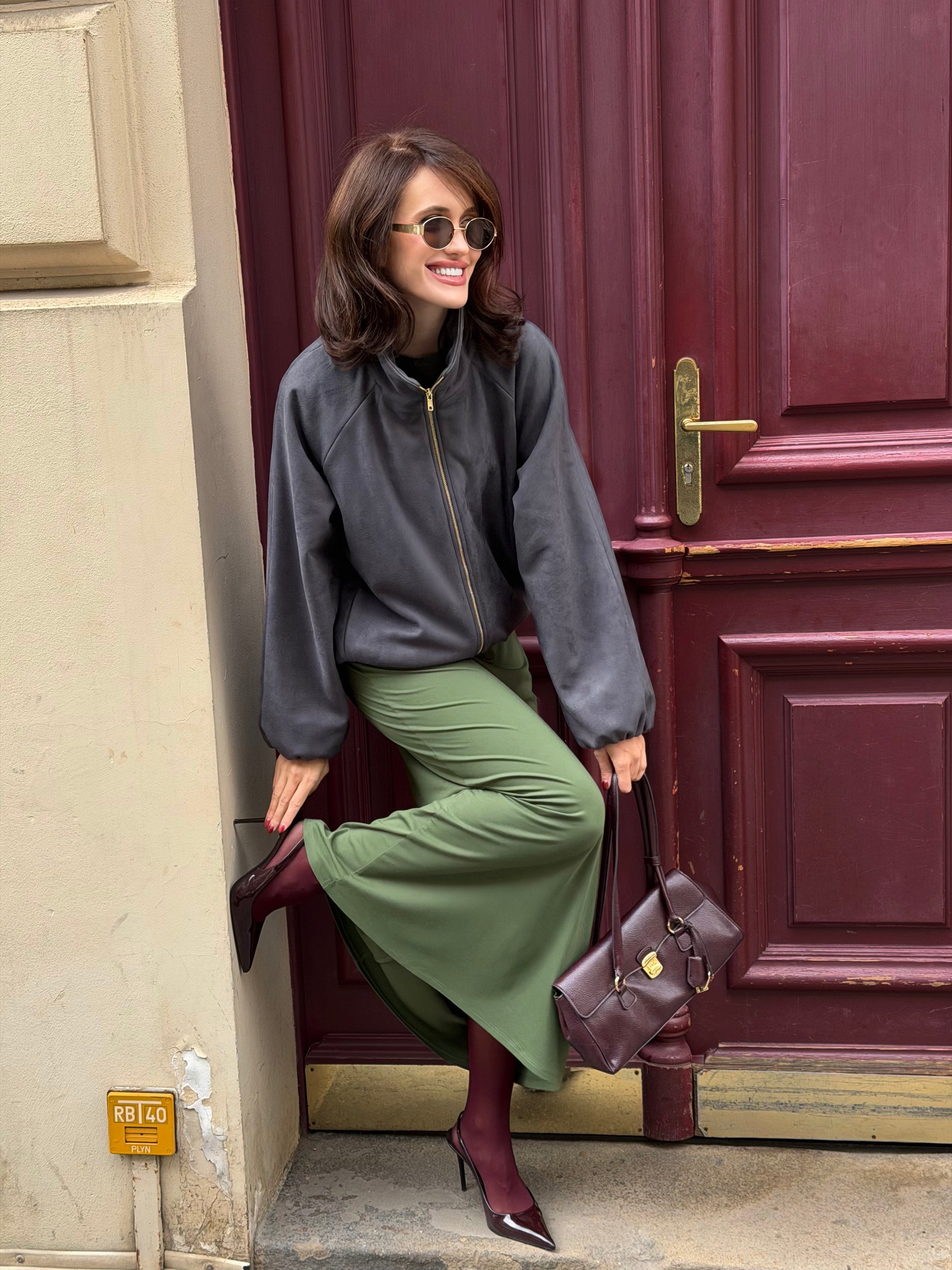 Bunda "Oversized eco suede" grey