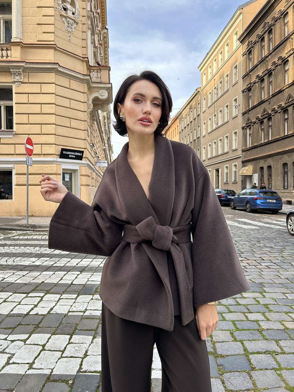 Kabát "Kimono" taupe
