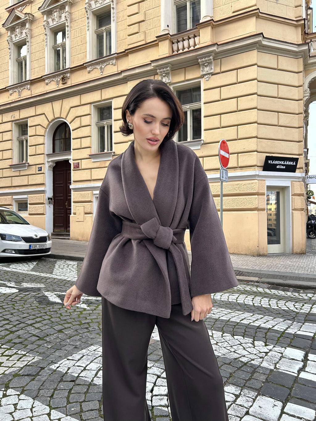 Kabát "Kimono" taupe