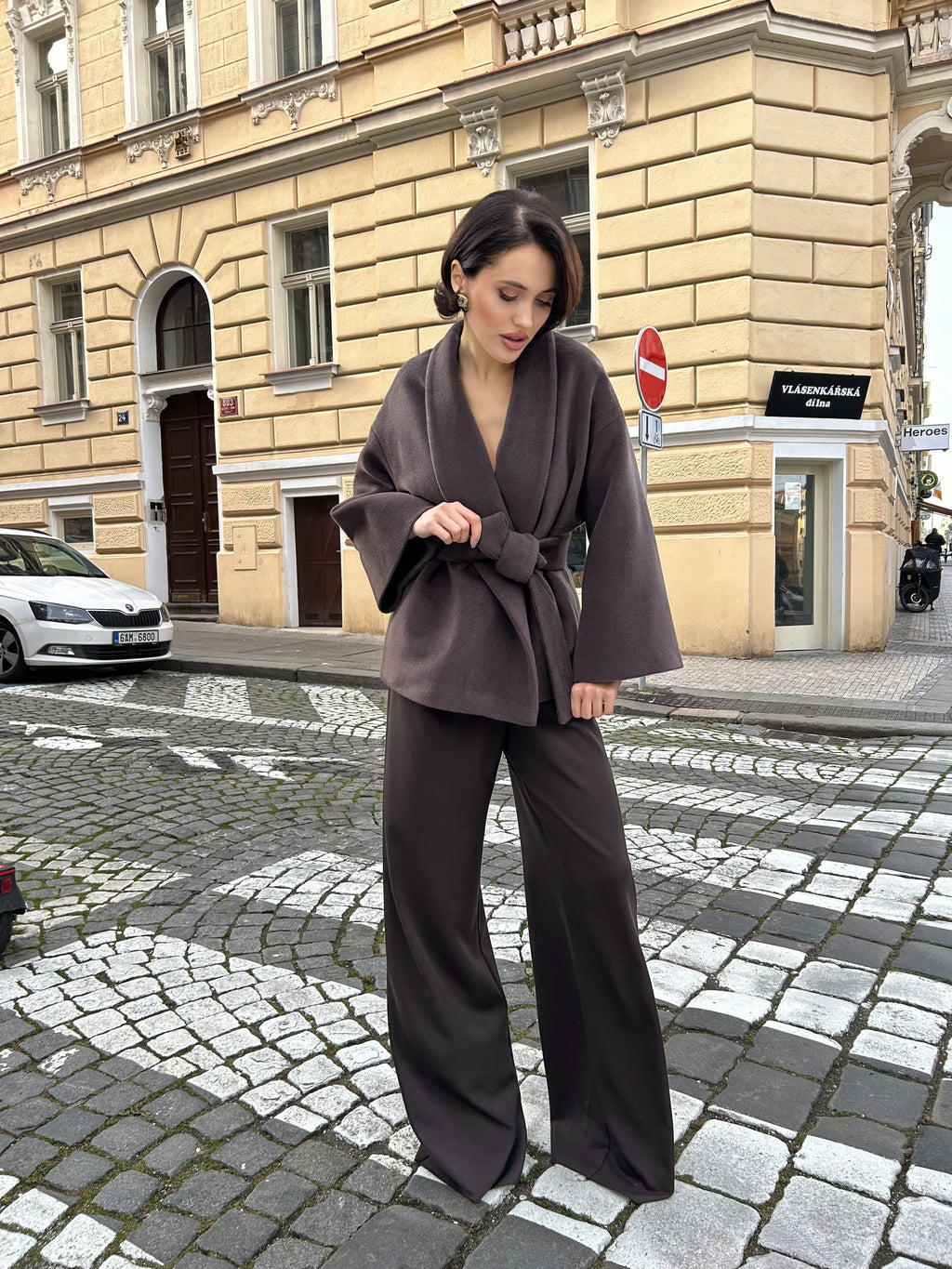 Kabát "Kimono" taupe