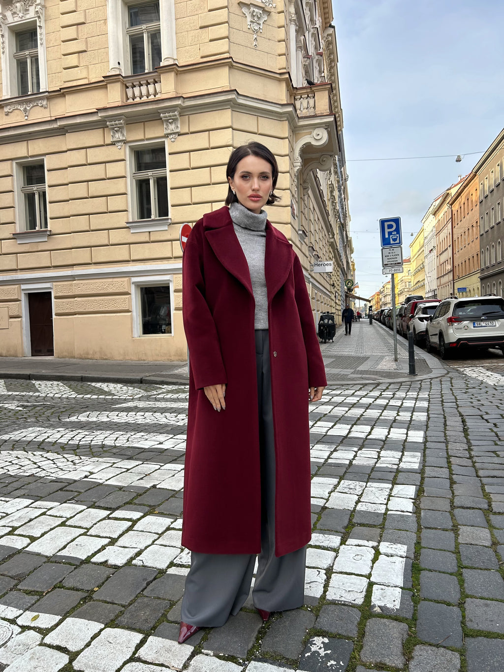 Kabát "Oversized" bordo