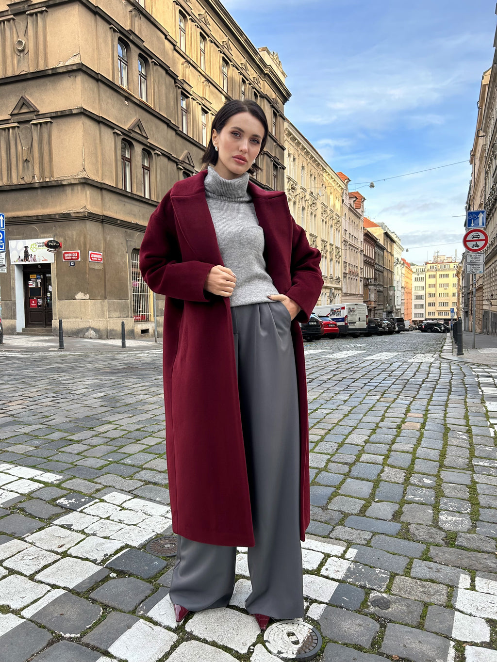 Kabát "Oversized" bordo