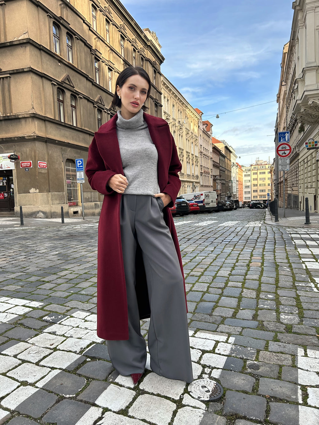 Kabát "Oversized" bordo