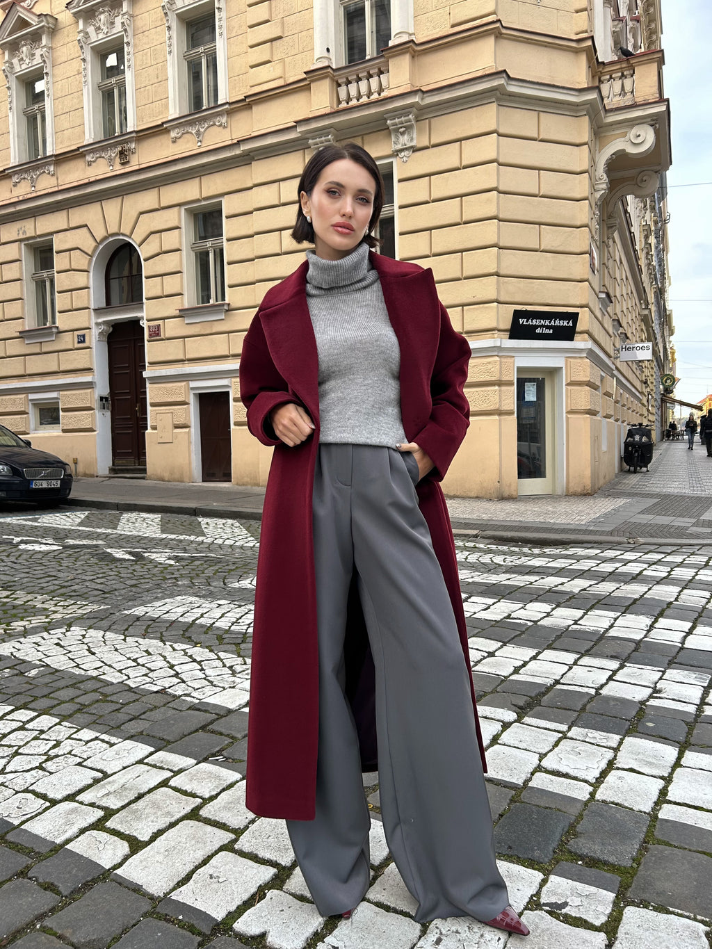 Kabát "Oversized" bordo