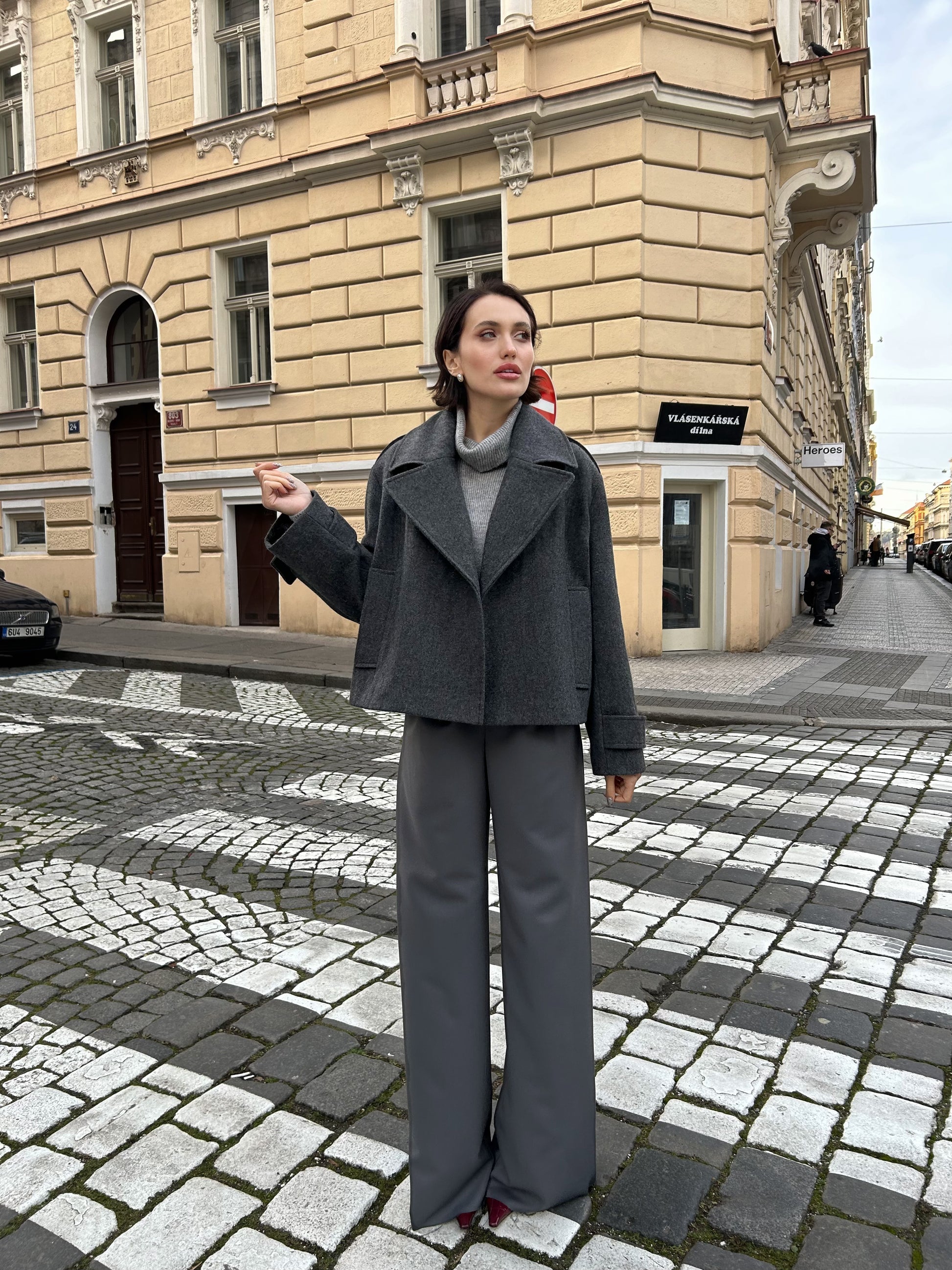 Kalhoty "Wide" asfalt