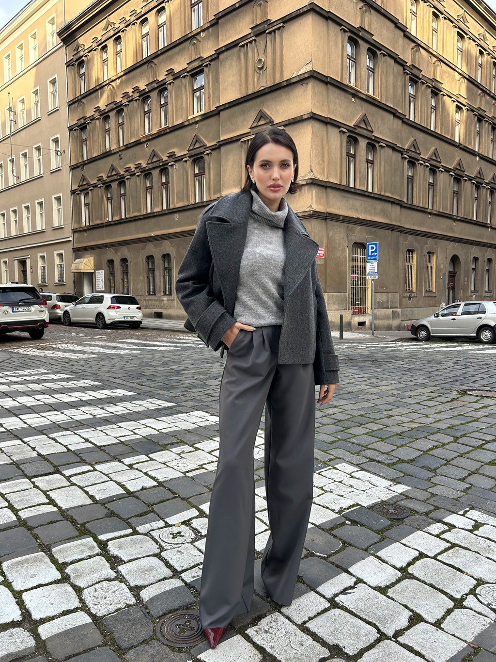 Kalhoty "Wide" asfalt