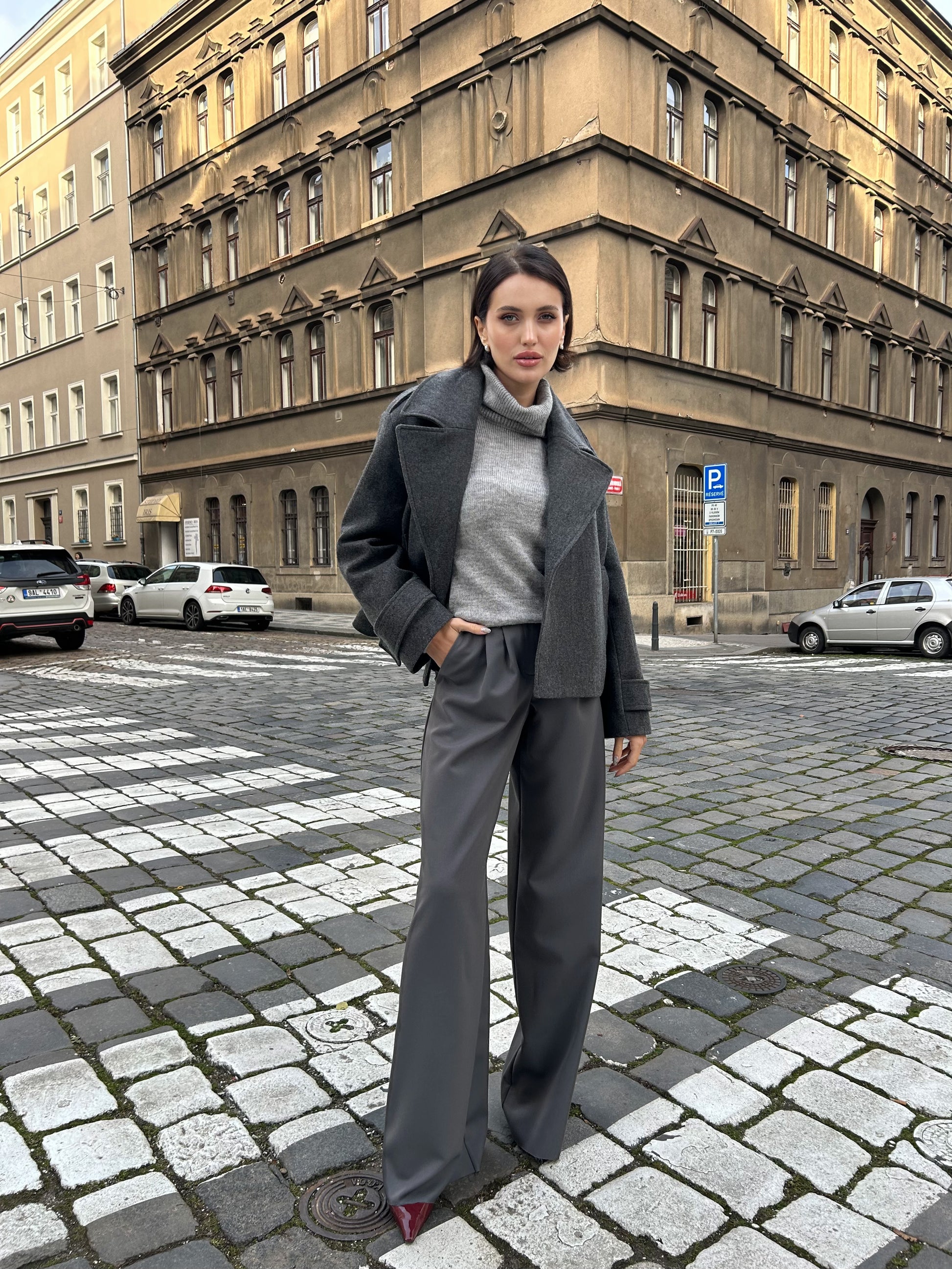 Kalhoty "Wide" asfalt