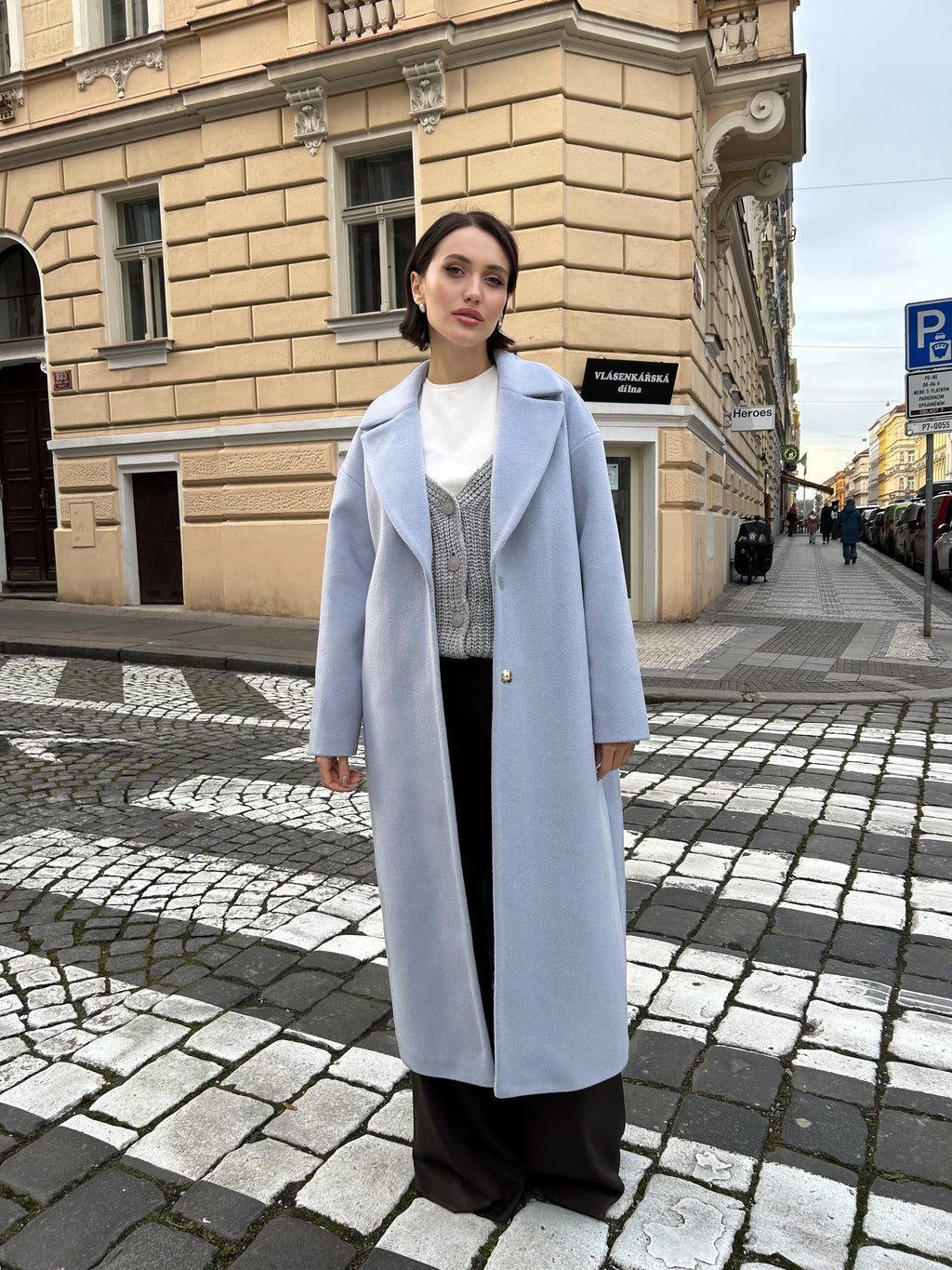 Kabát "Oversized" dusty blue