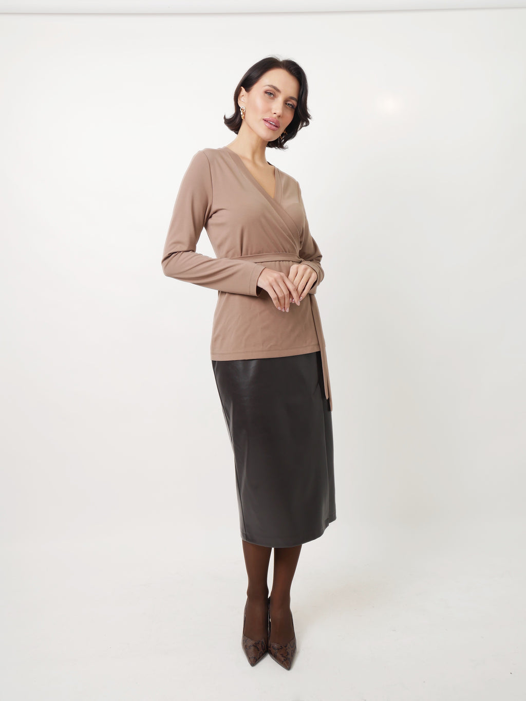 Sukně "Eco leather" dark chocolate