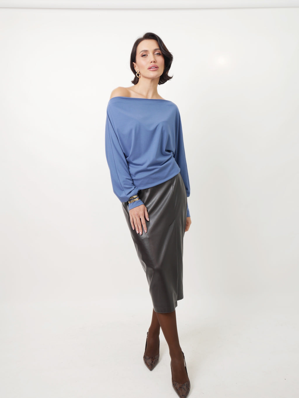 Sukně "Eco leather" dark chocolate