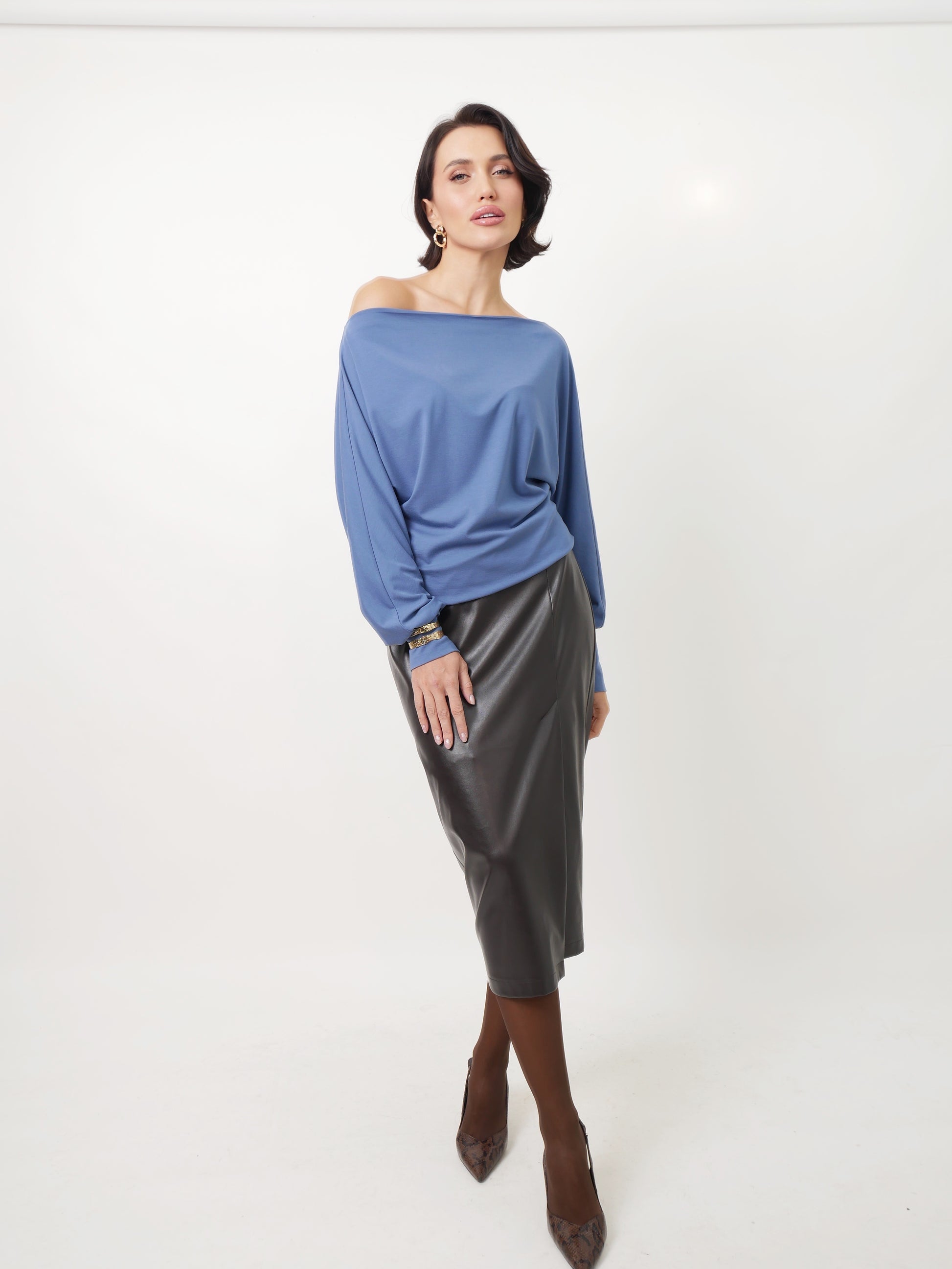 Sukně "Eco leather" dark chocolate