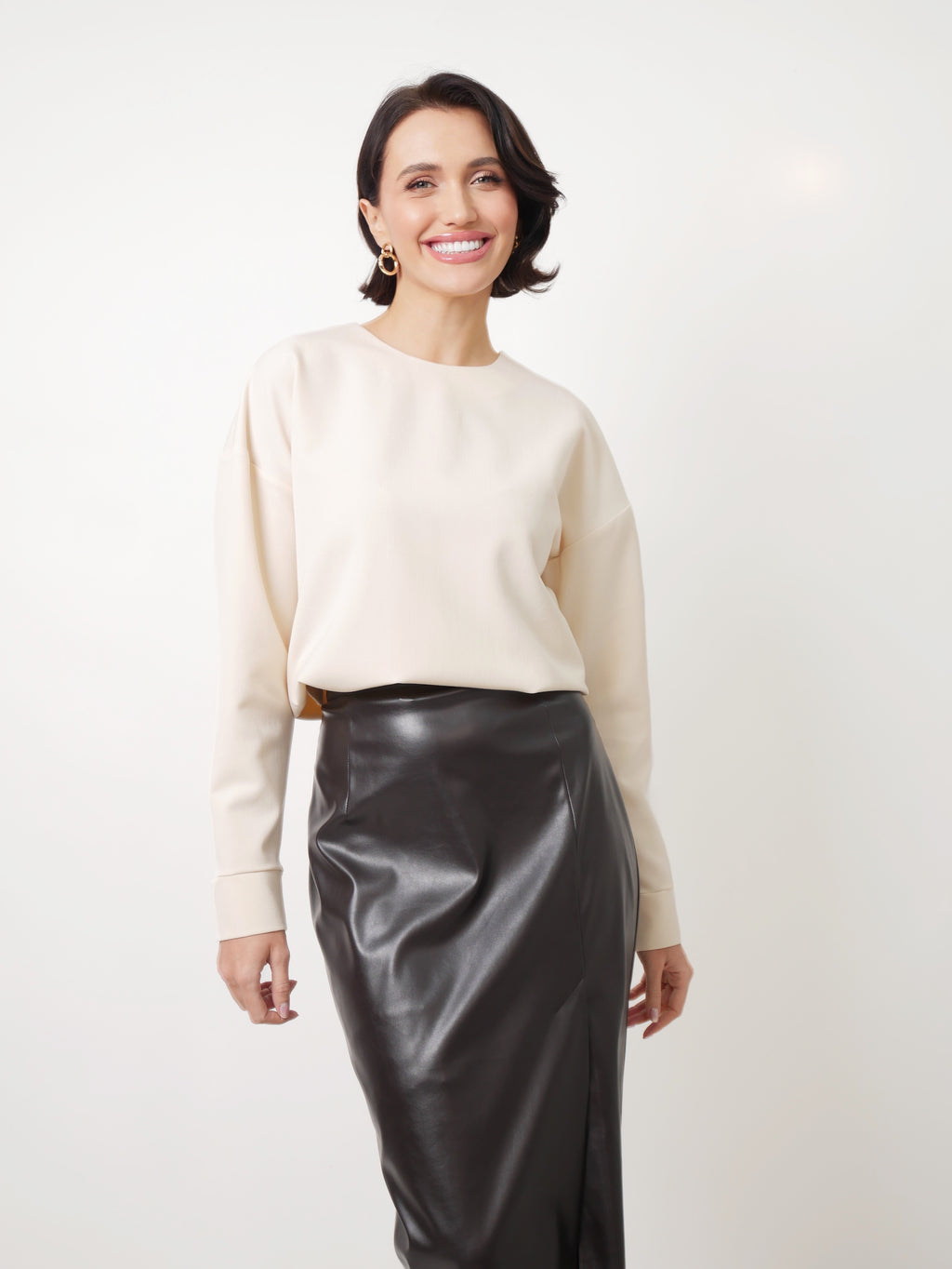 Sukně "Eco leather" dark chocolate