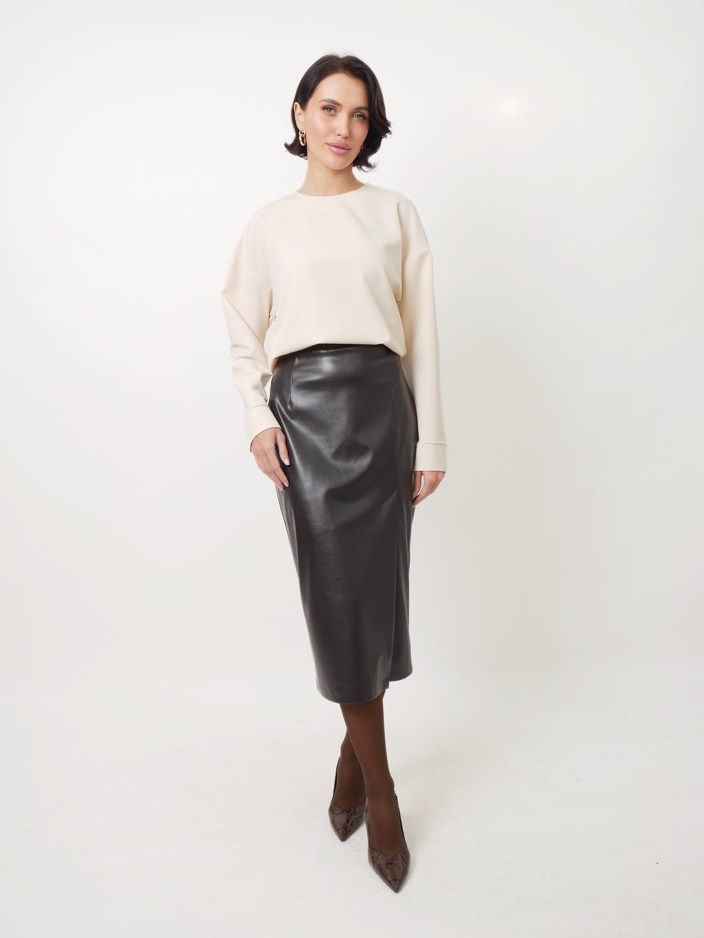 Sukně "Eco leather" dark chocolate