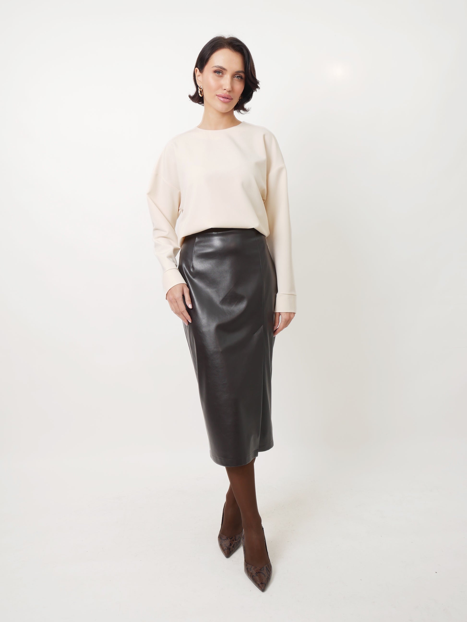 Sukně "Eco leather" dark chocolate