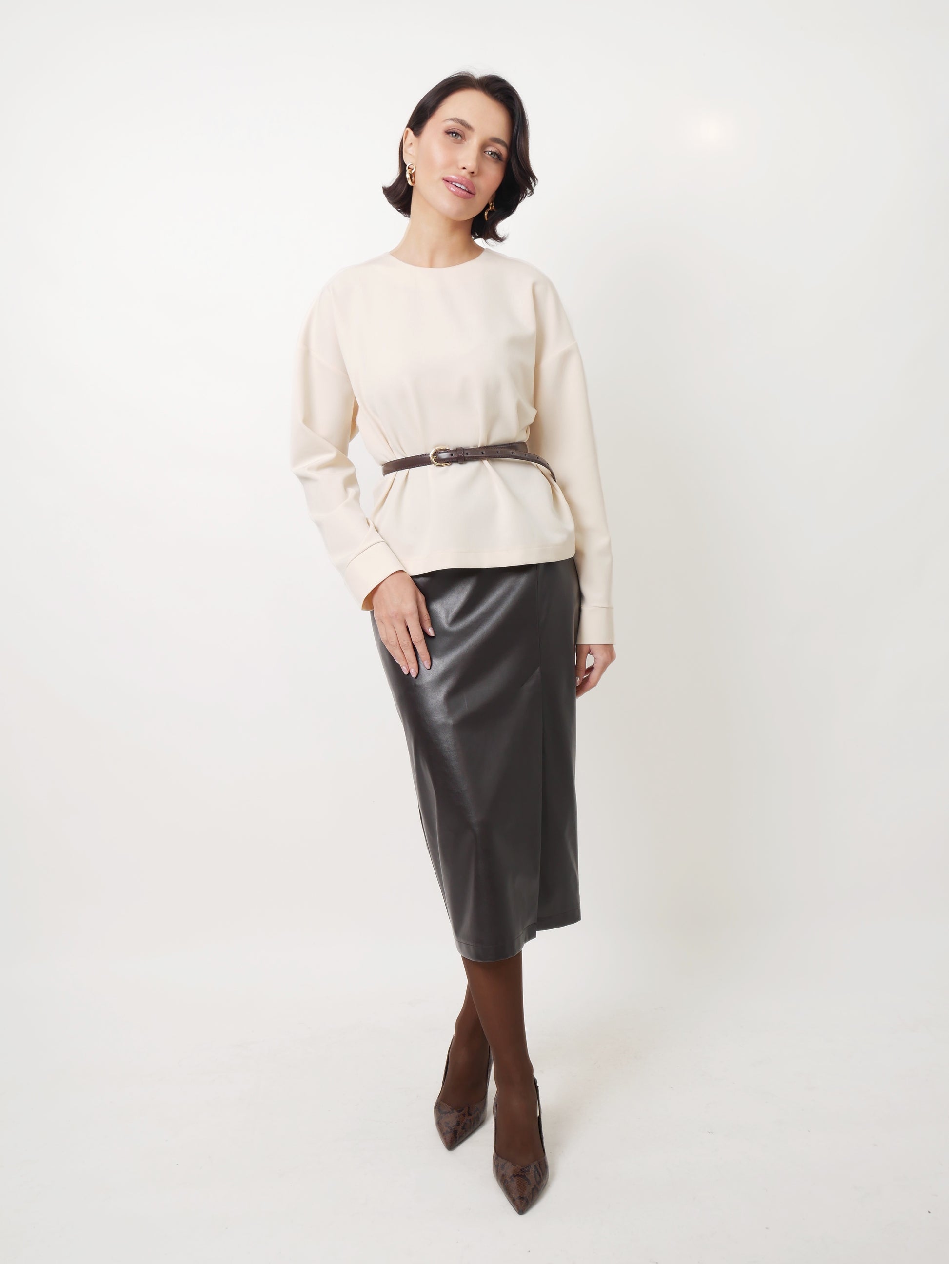 Sukně "Eco leather" dark chocolate