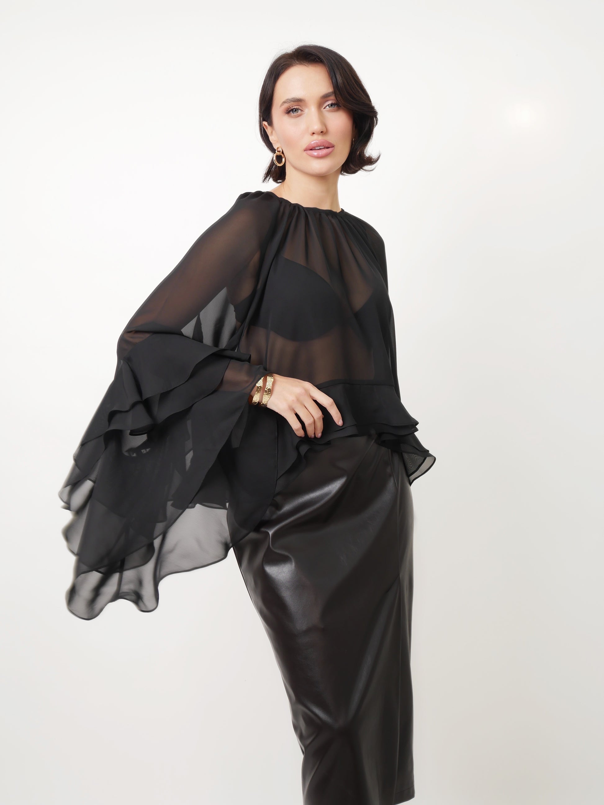 Sukně "Eco leather" dark chocolate