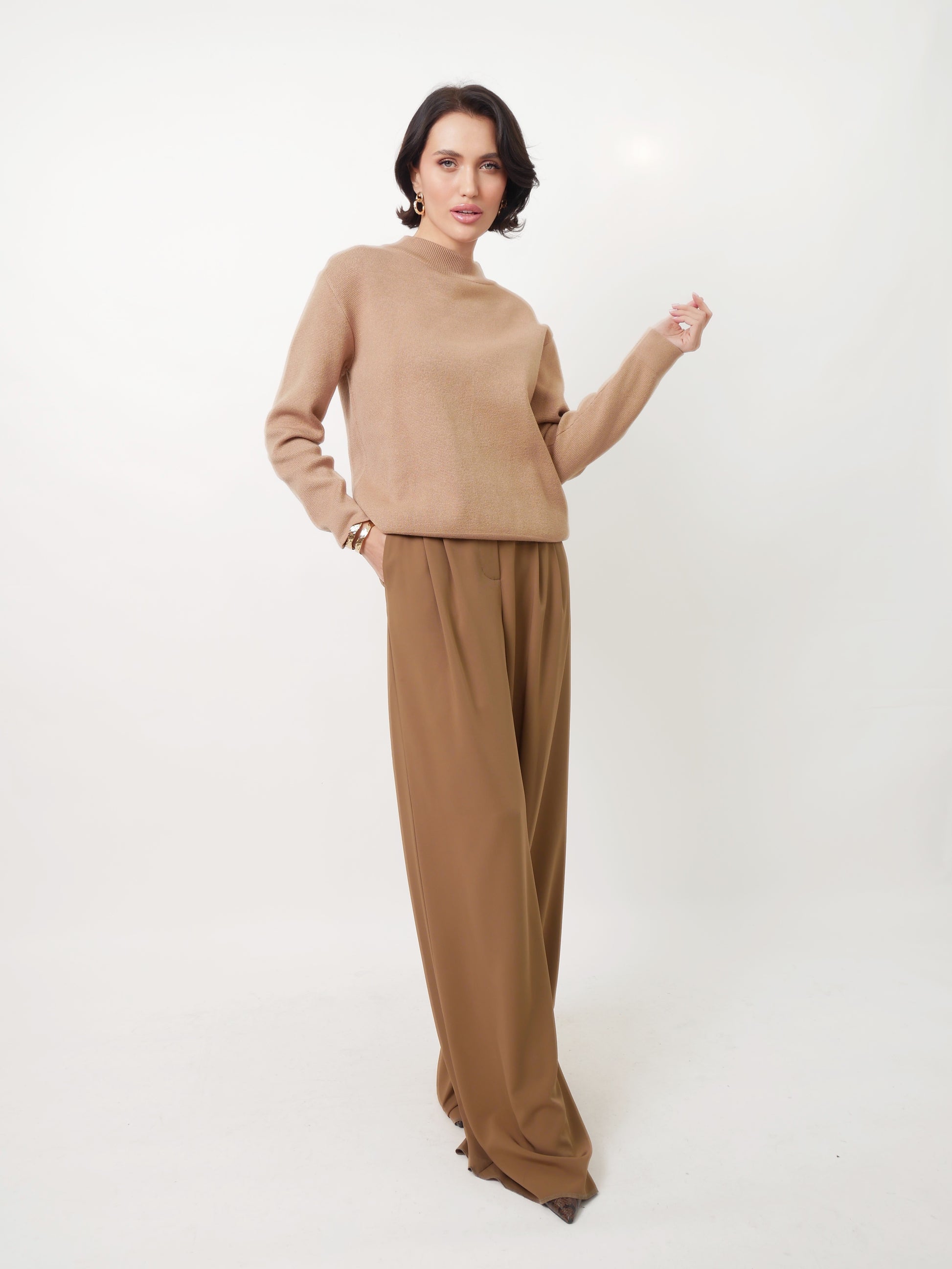 Kalhoty "Pallazzo" taupe