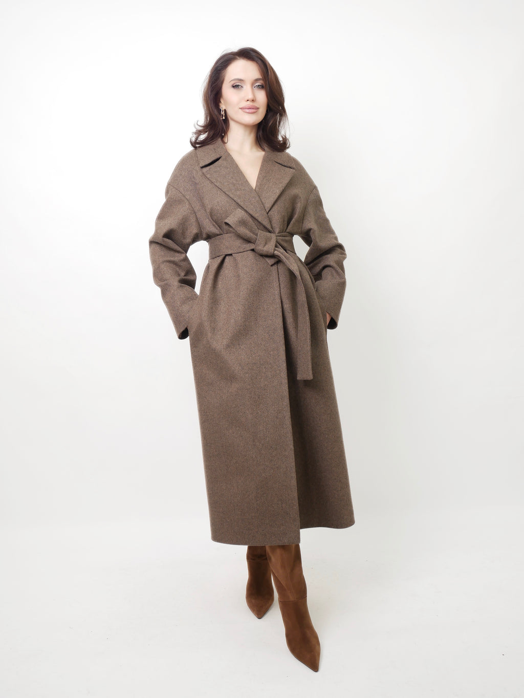 Kabát "Oversized" herringbone brown