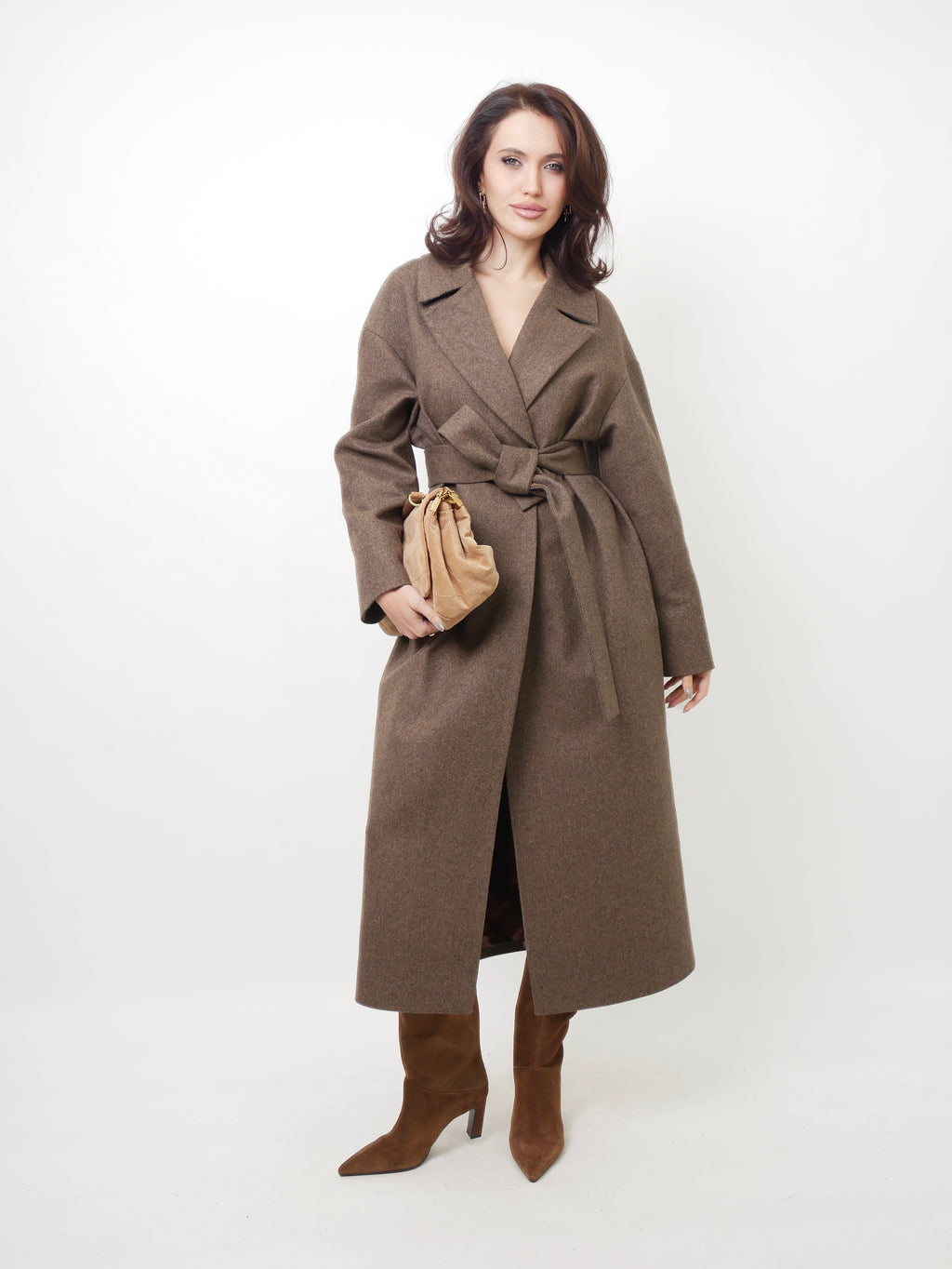 Kabát "Oversized" herringbone brown