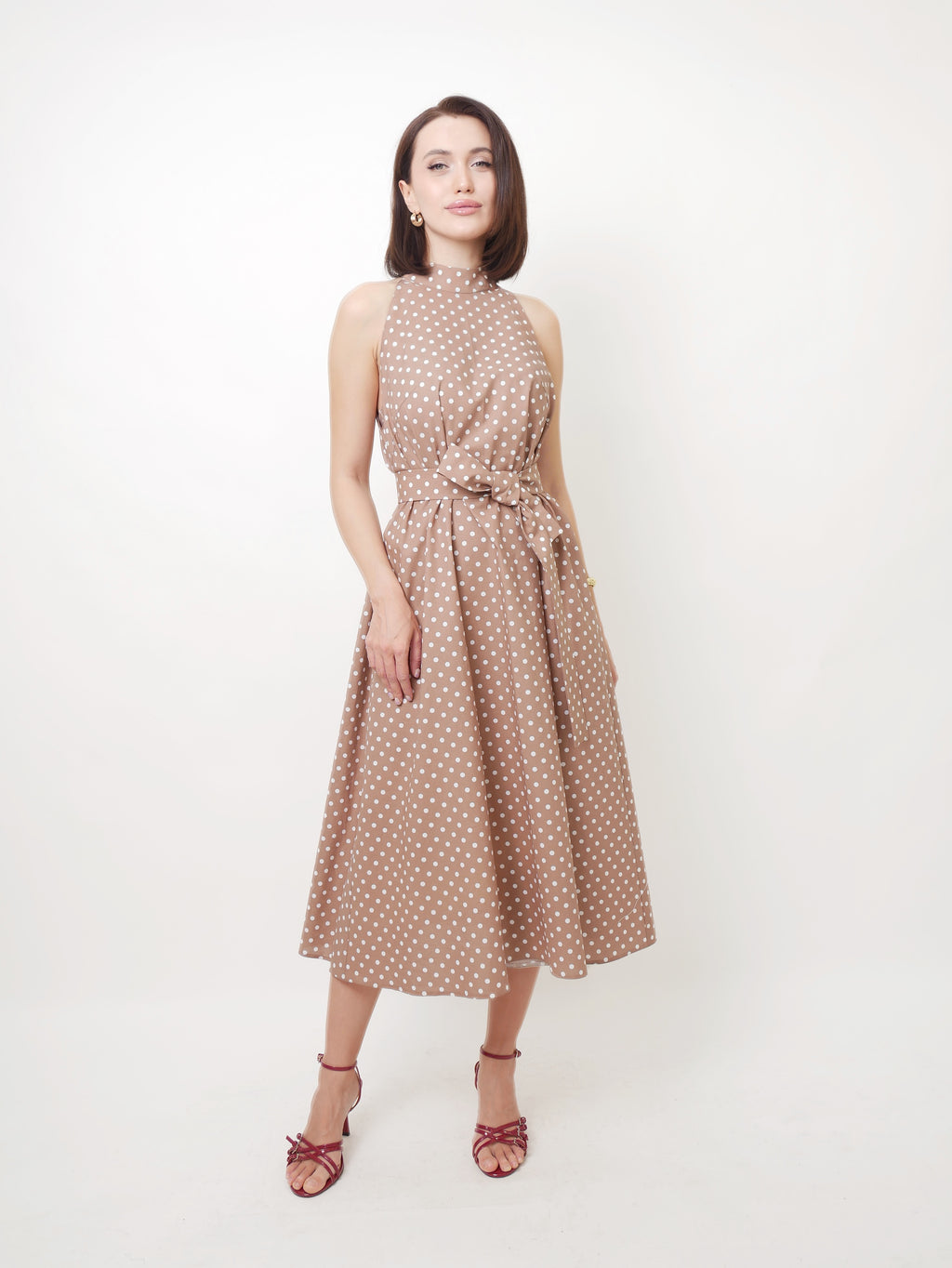 Šaty "Polka dot" taupe
