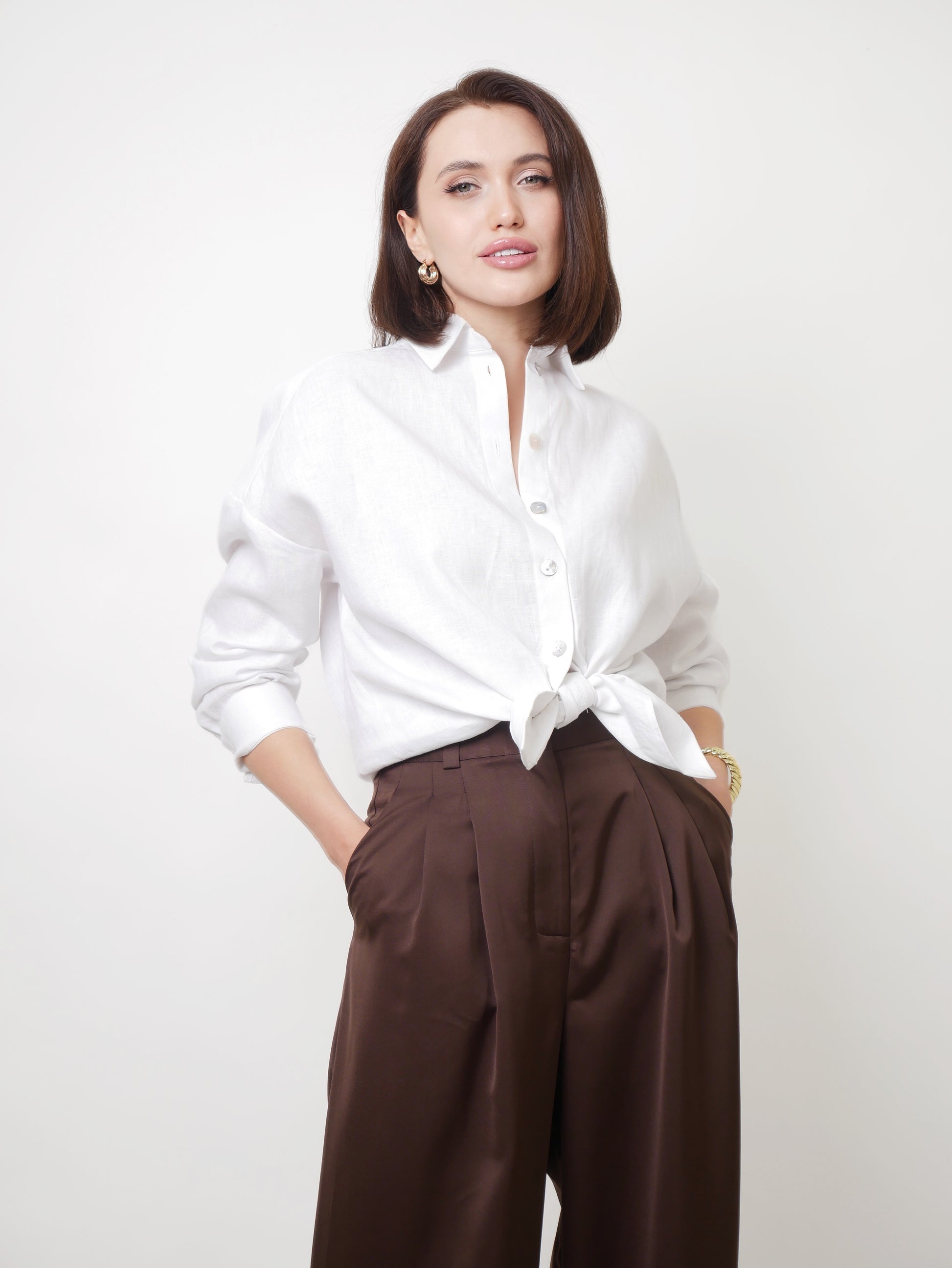 Kalhoty "Wide silk" dark chocolate