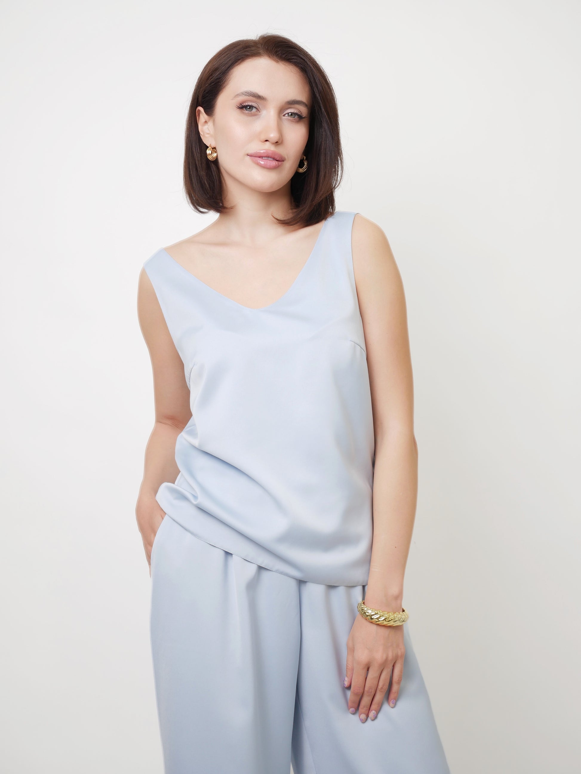 Tílko "V-silky" blue
