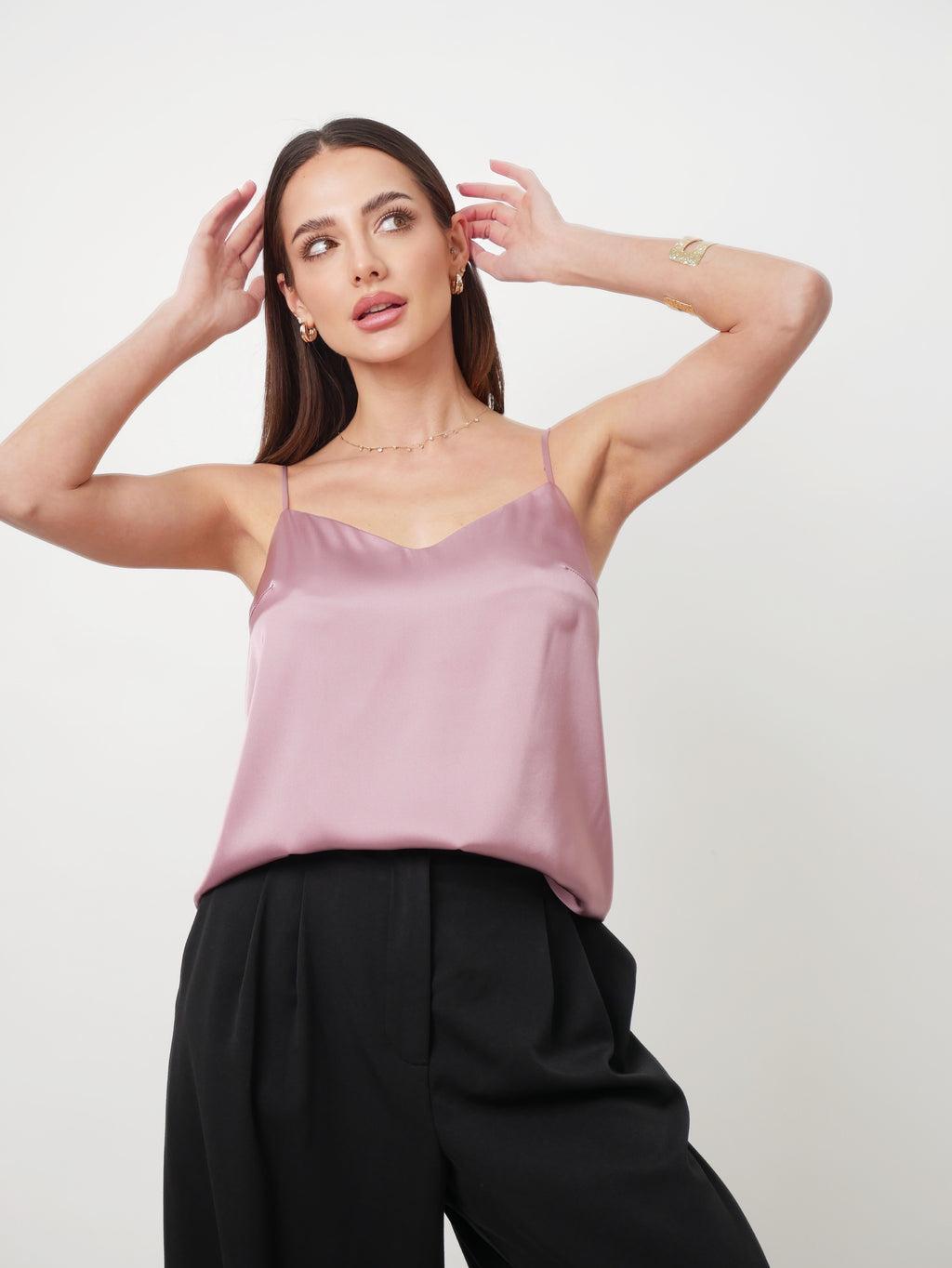 Saténový top "Basic" dusty lilac
