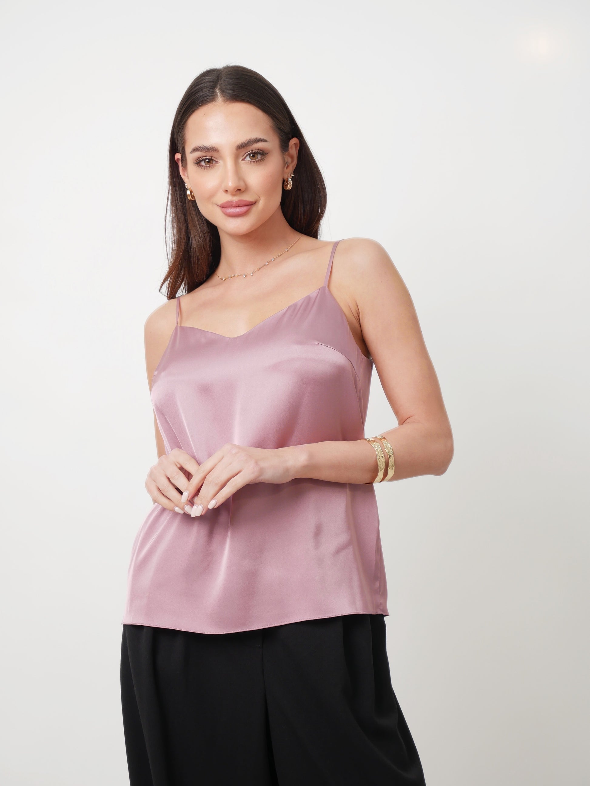 Saténový top "Basic" dusty lilac
