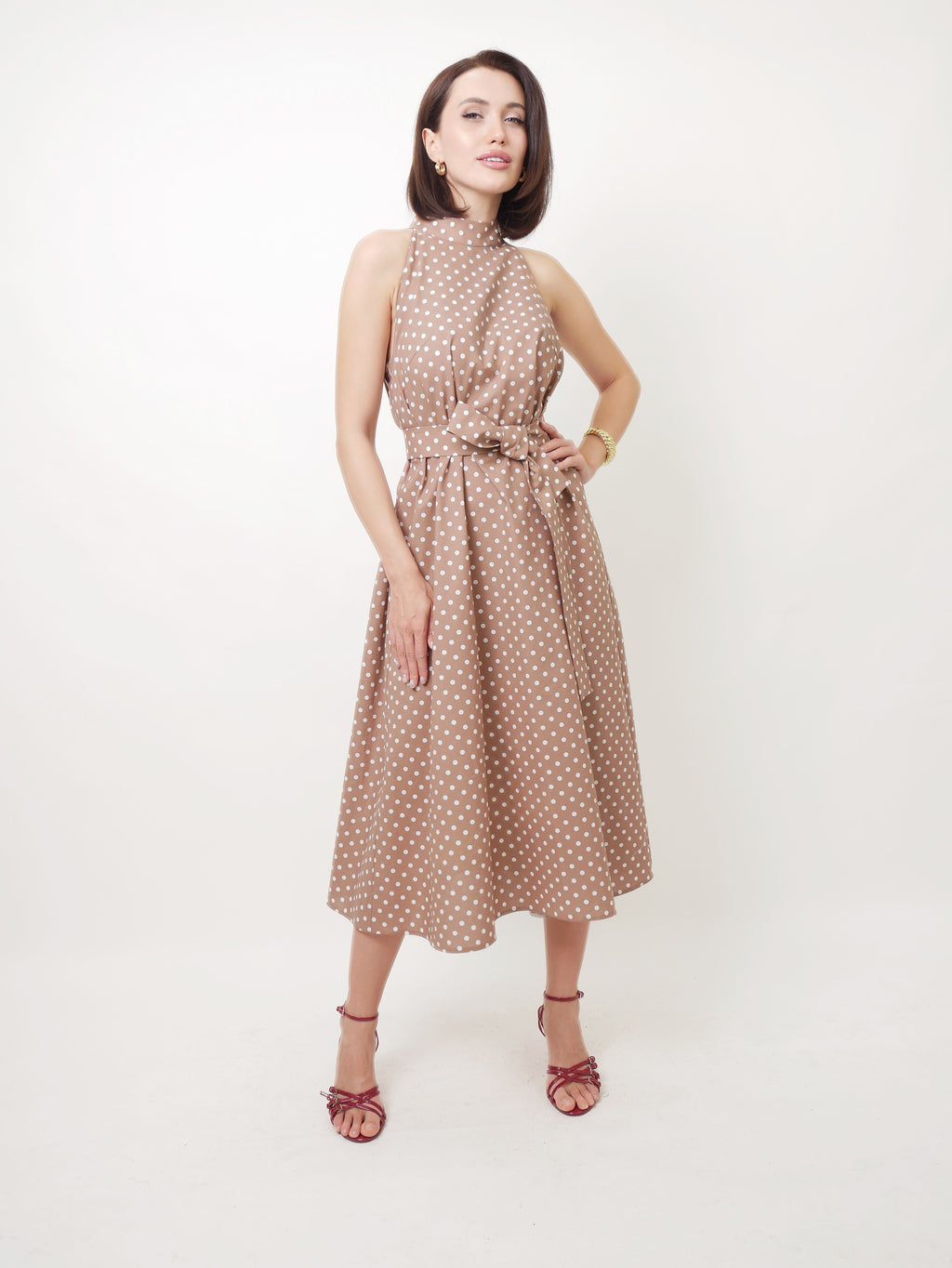 Šaty "Polka dot" taupe