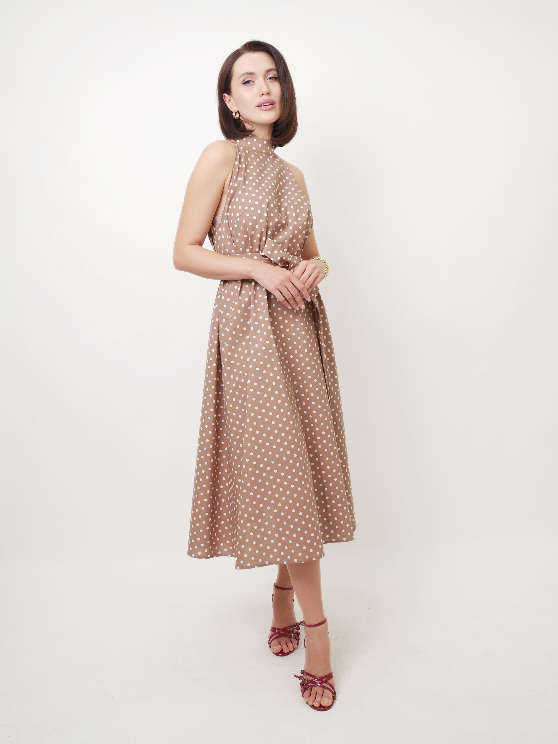 Šaty "Polka dot" taupe