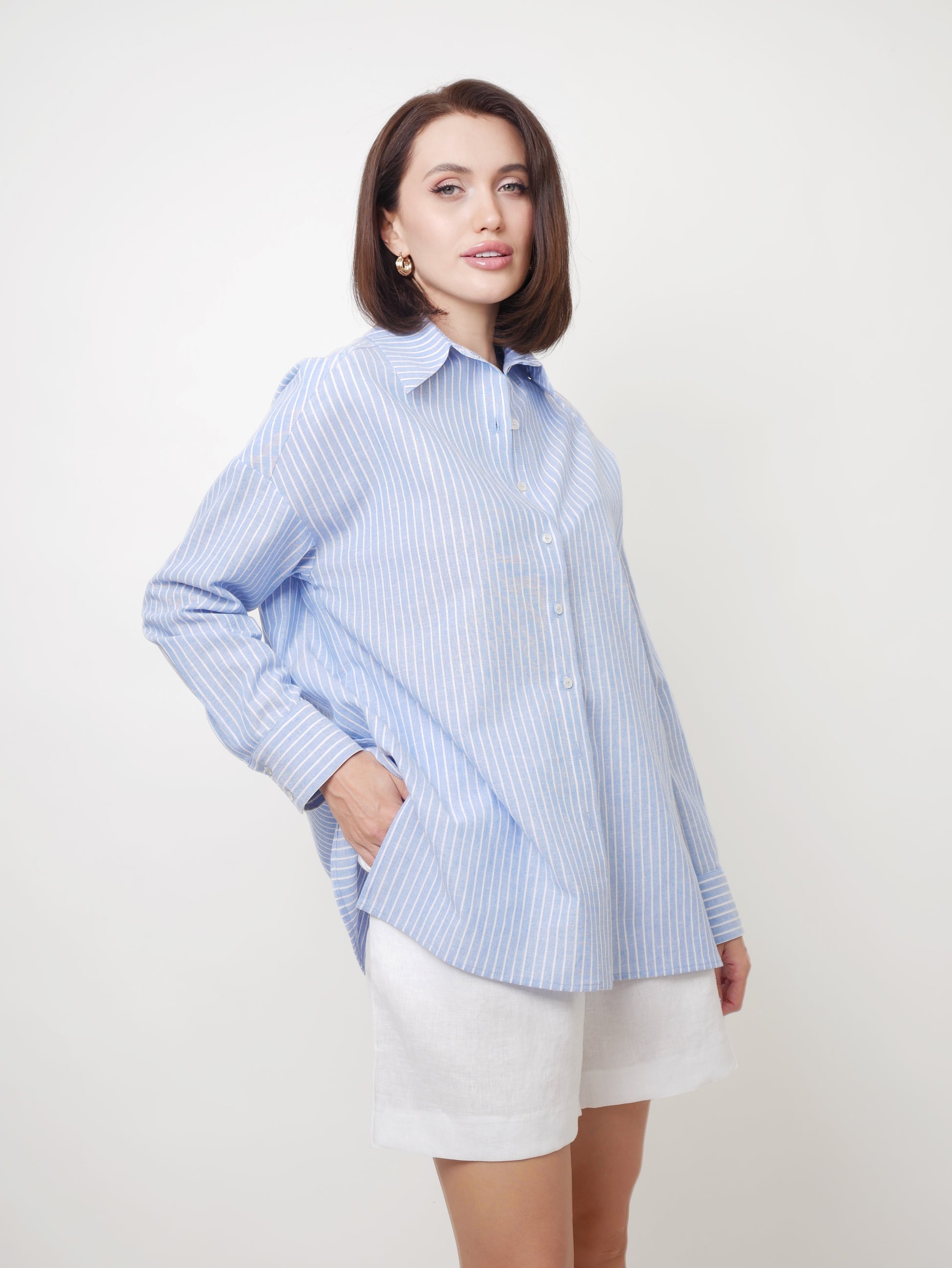 Košile oversized "Stripes" sky blue