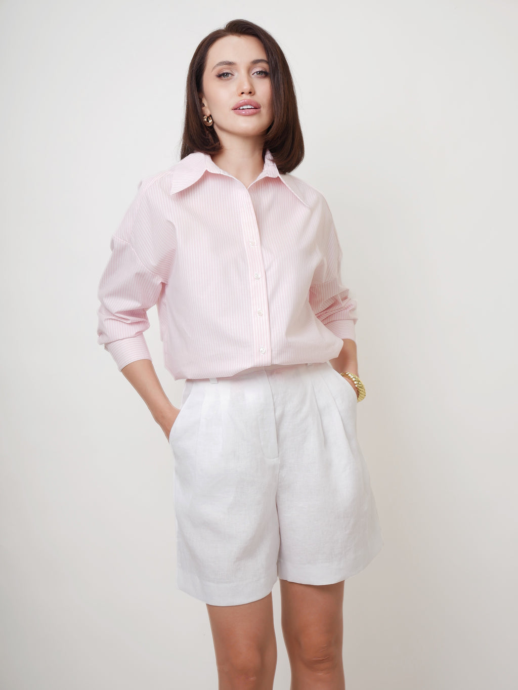 Košile oversized "Stripes" light pink (bez kapes)