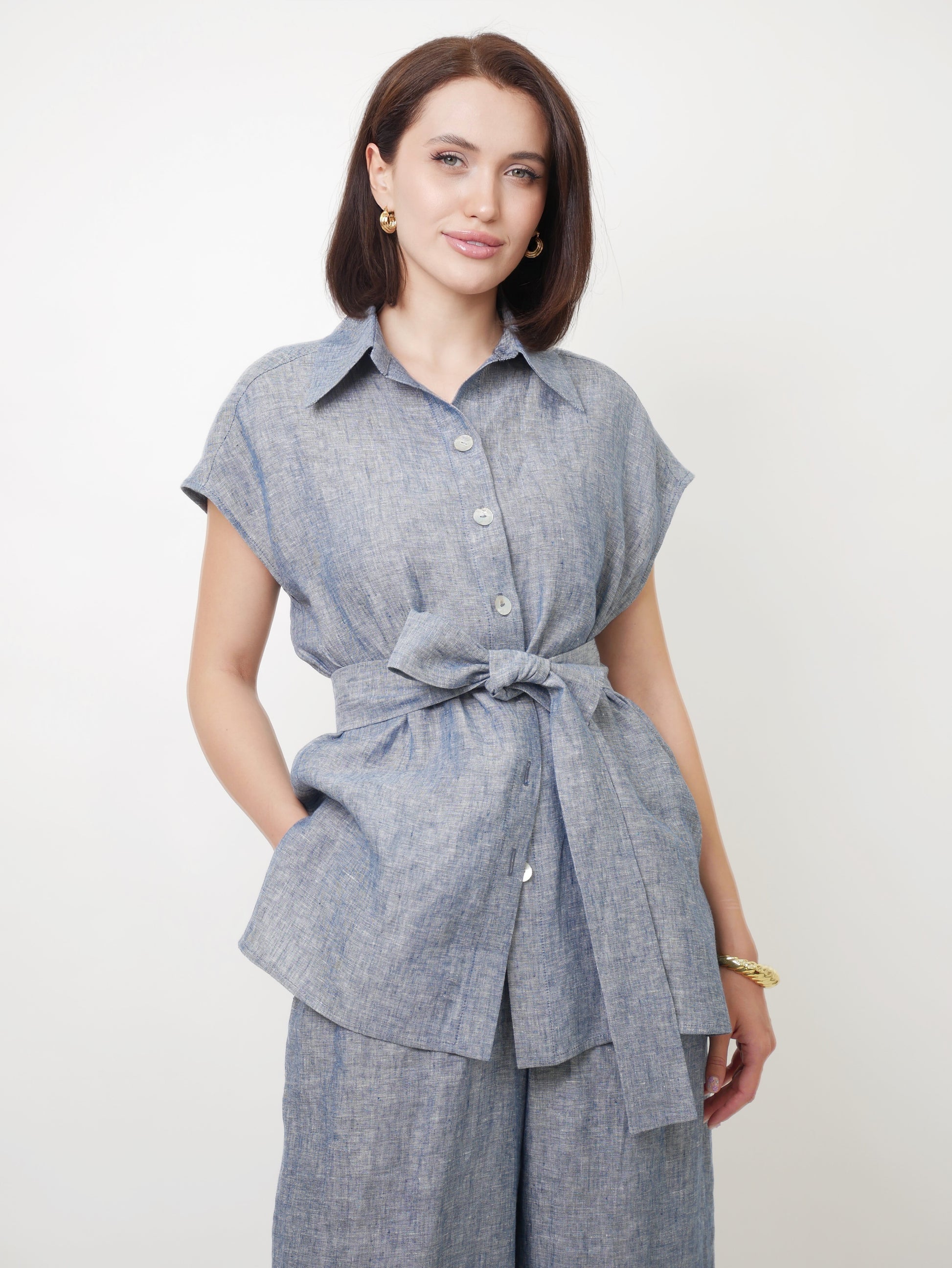 Kalhoty "Len premium" navy